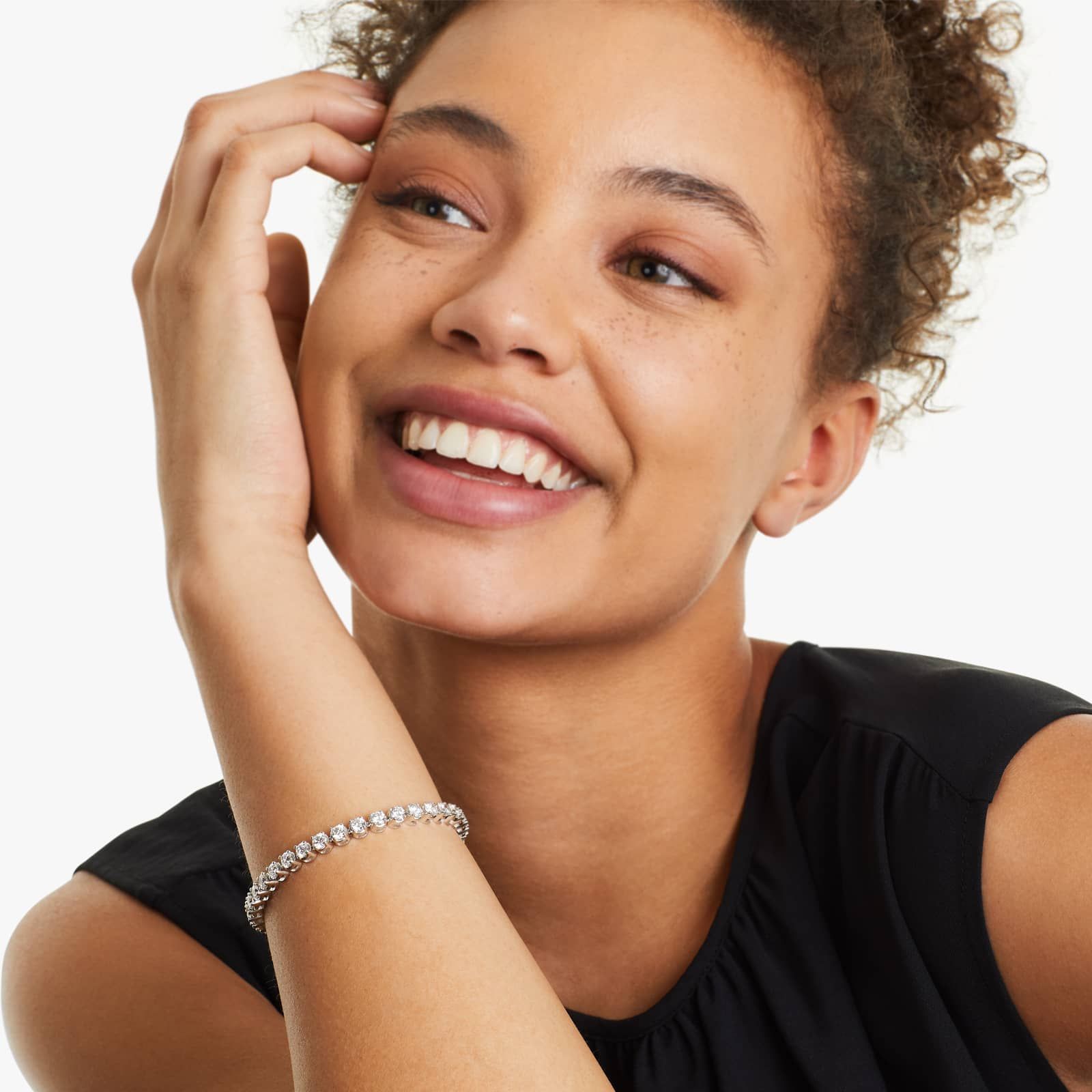 14K Gold Four Prong Lab Created Diamond Tennis Bracelet