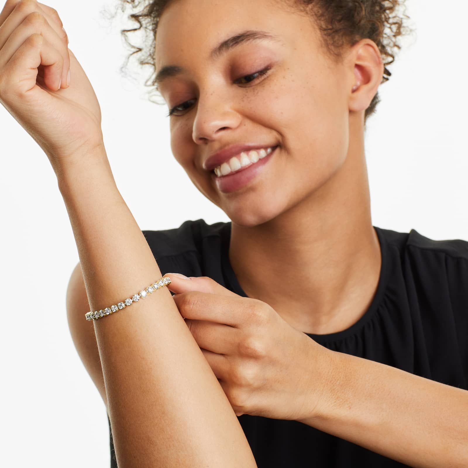 14K Gold Four Prong Lab Created Diamond Tennis Bracelet