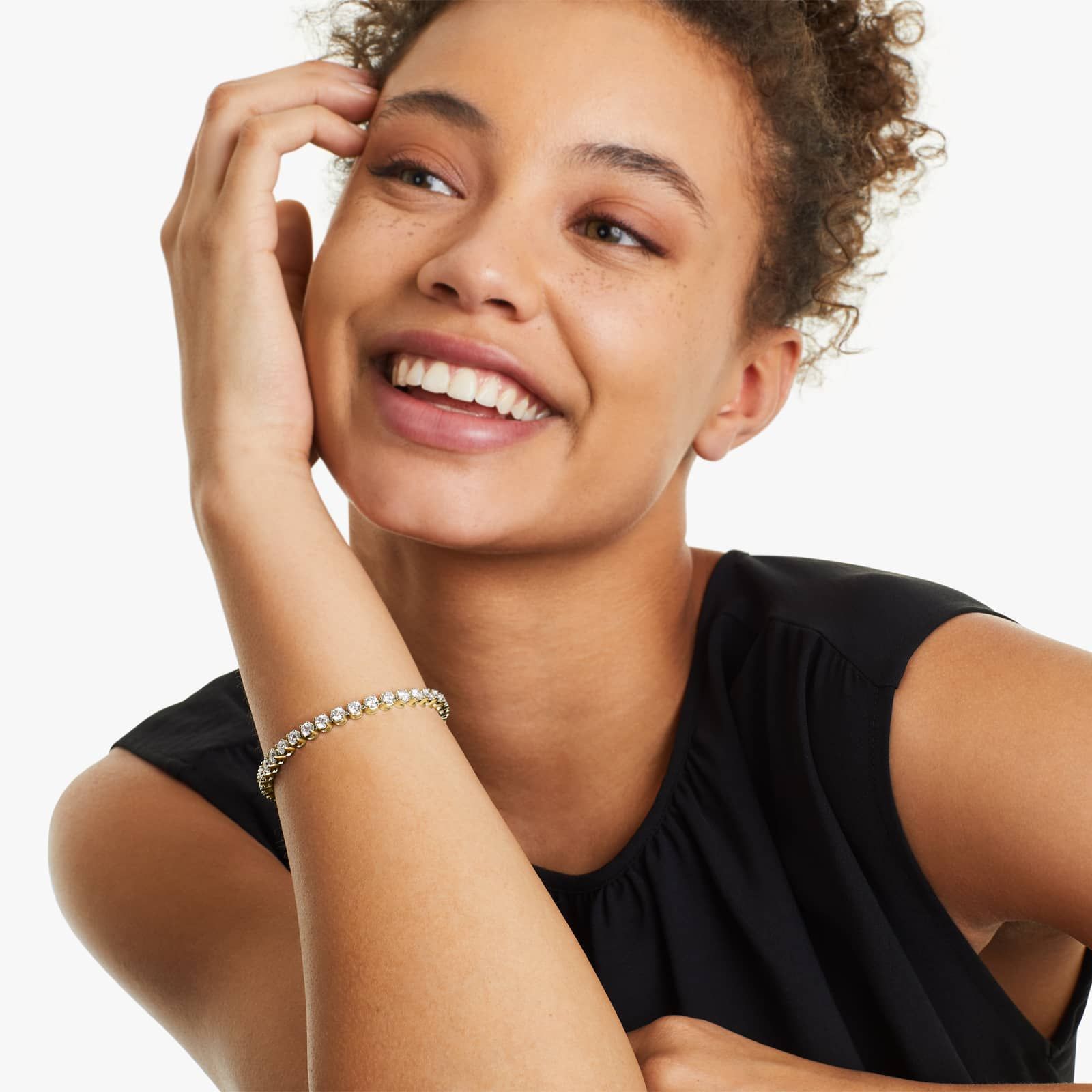 14K Gold Four Prong Lab Created Diamond Tennis Bracelet