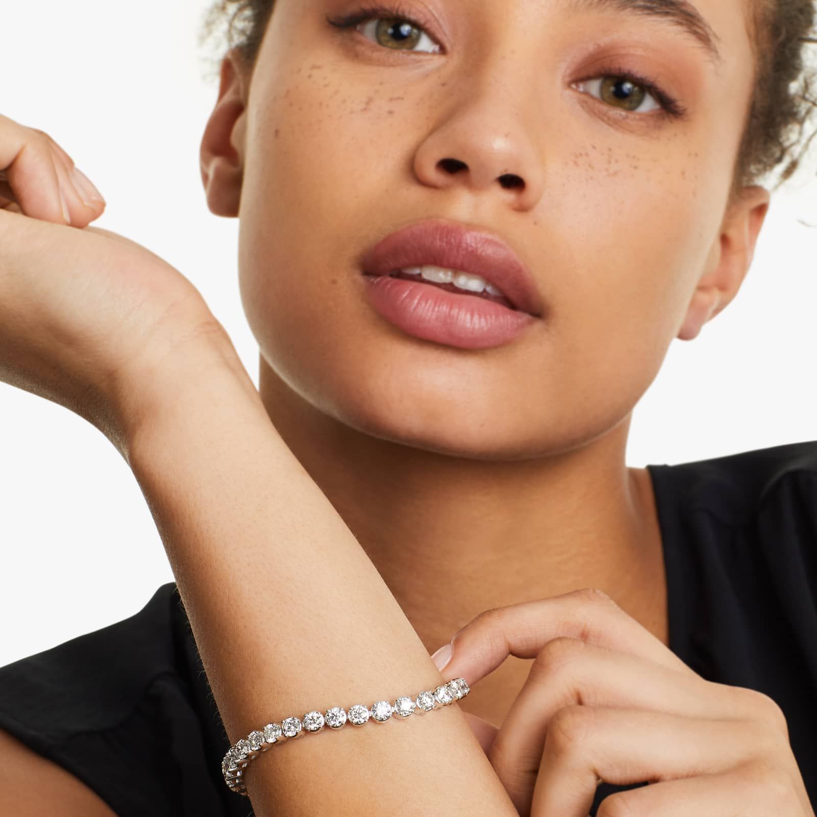 14K Gold Four Prong Lab Created Diamond Tennis Bracelet