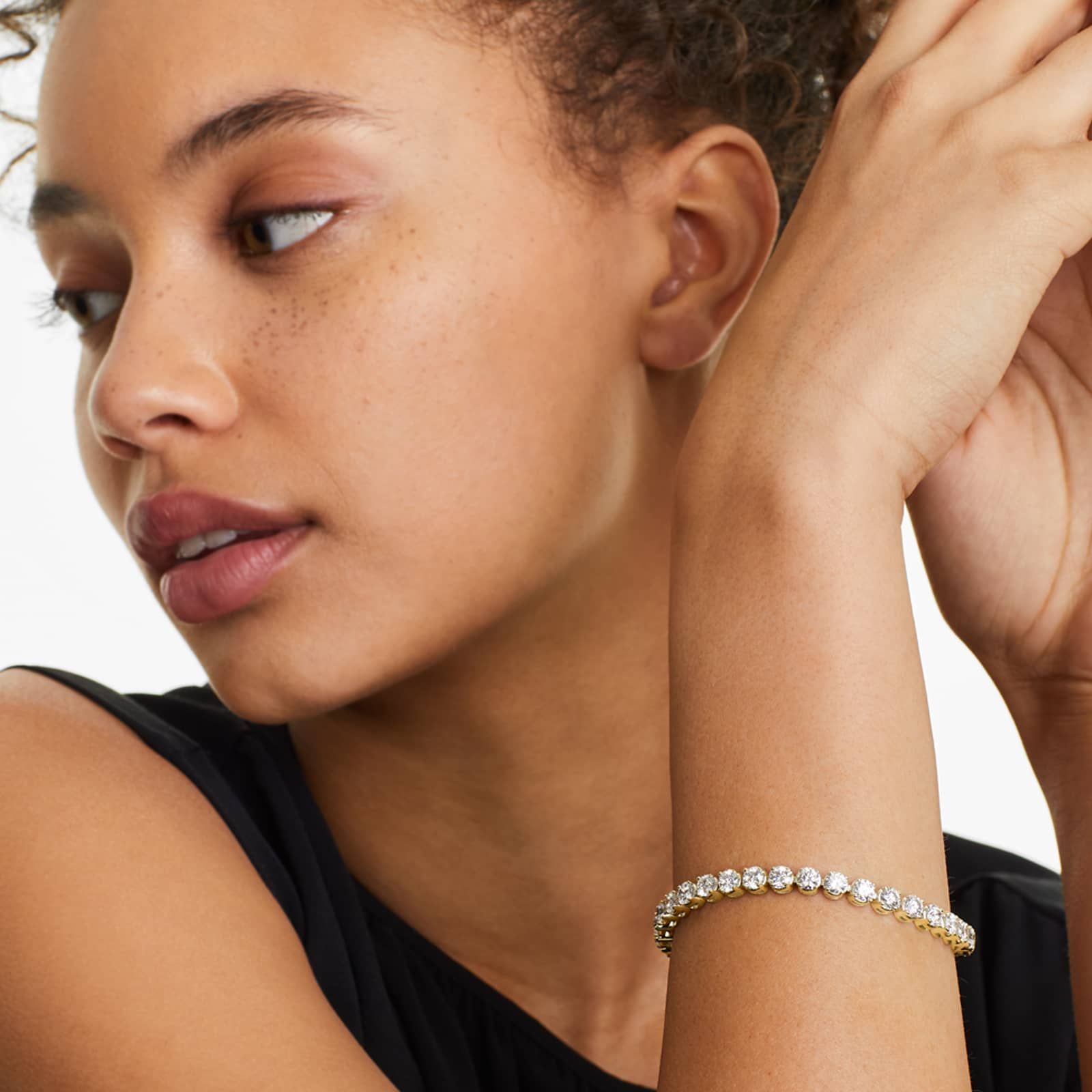 14K Gold Four Prong Lab Created Diamond Tennis Bracelet