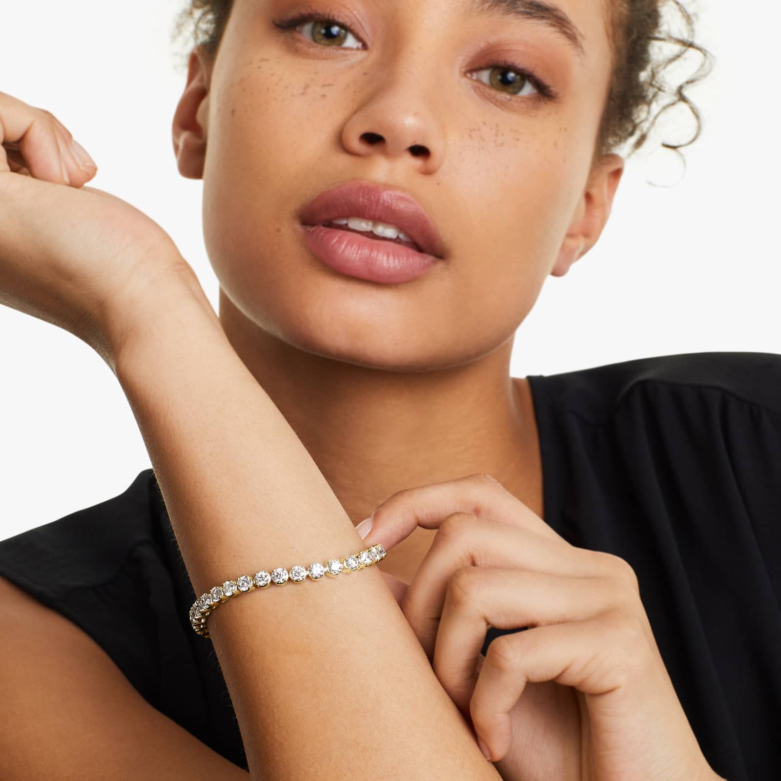 14K Gold Four Prong Lab Created Diamond Tennis Bracelet