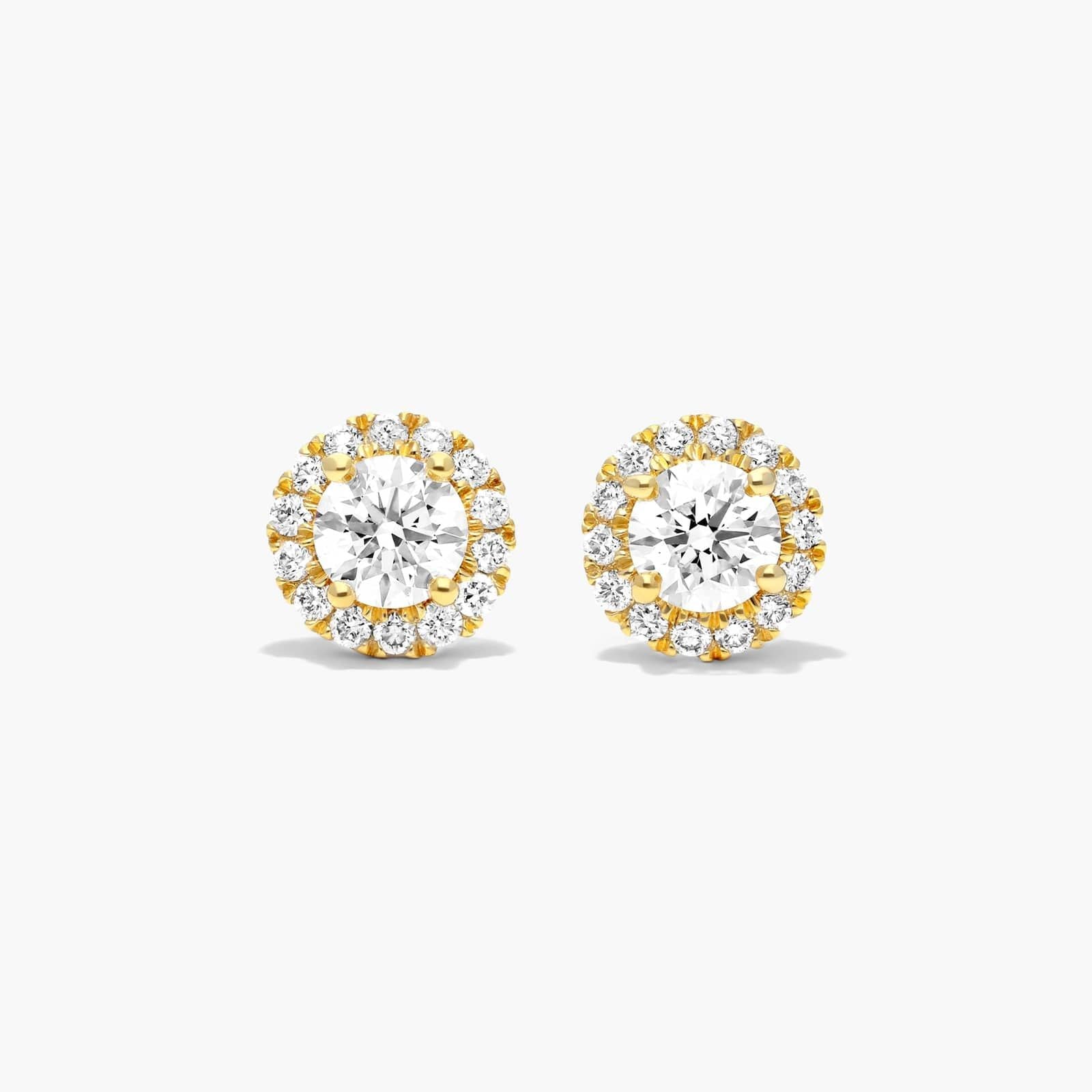 Round Lab Grown Diamond Halo Stud Earrings, EF Color, VS Clarity, IGI Certified