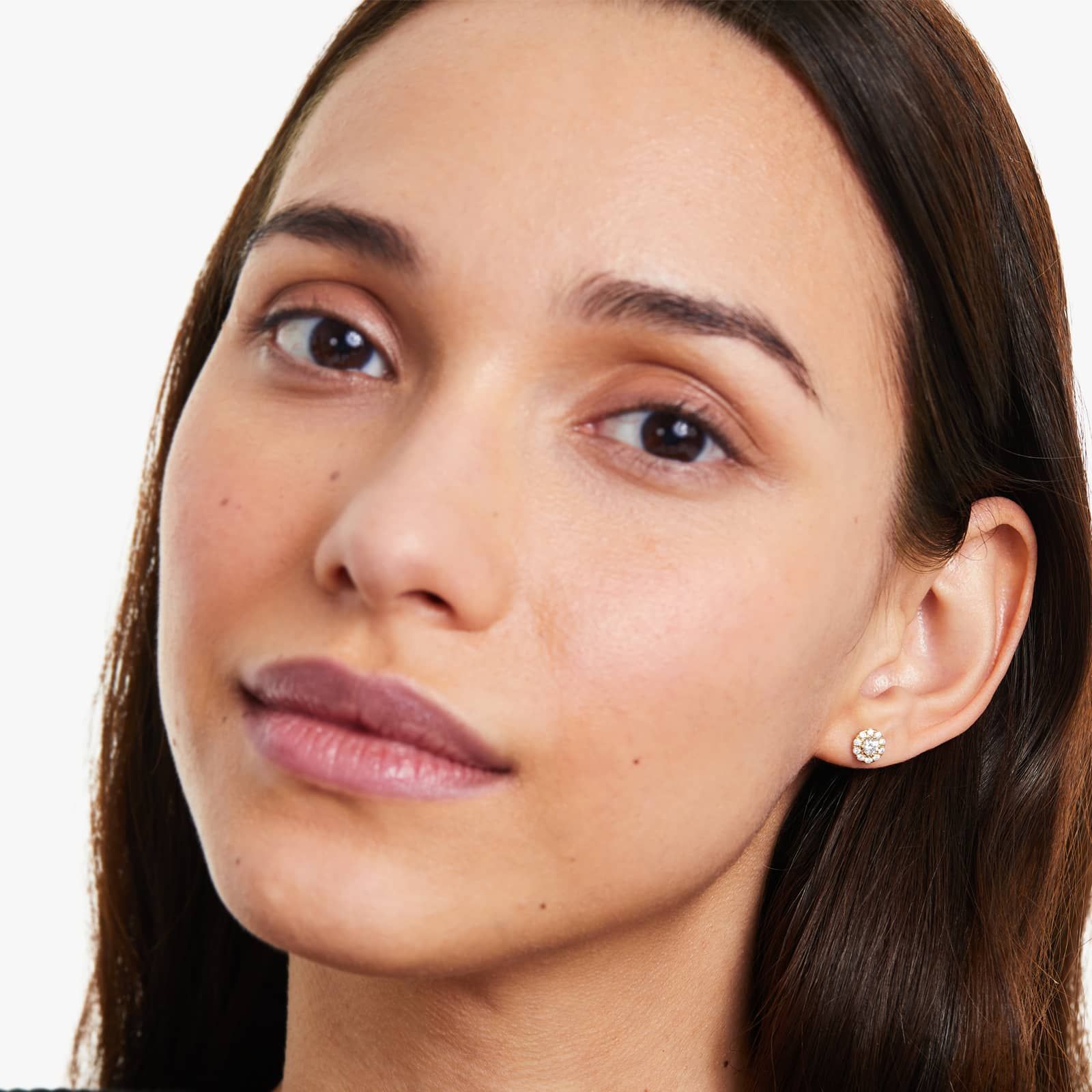 Round Lab Grown Diamond Halo Stud Earrings, EF Color, VS Clarity, IGI Certified