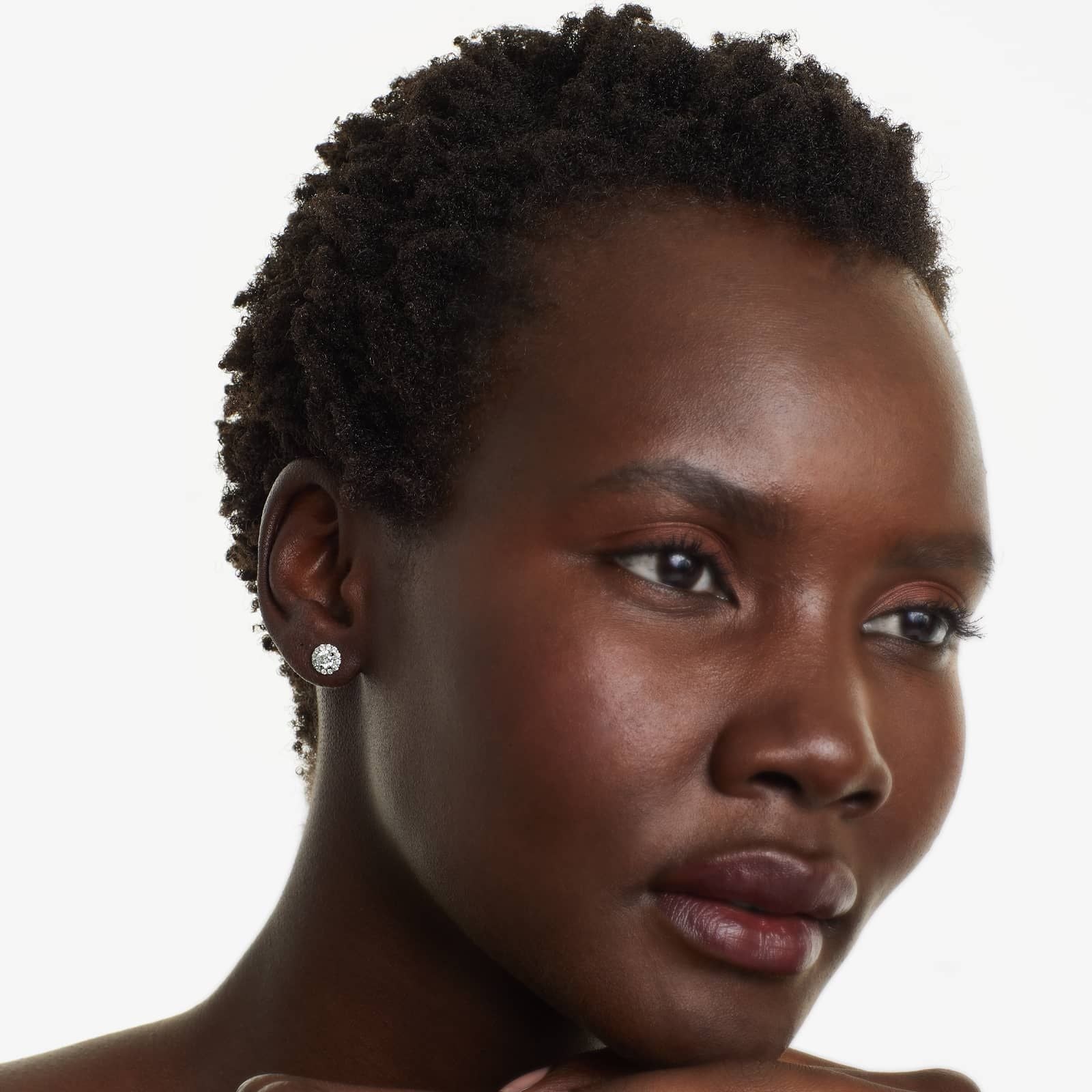 Round Lab Grown Diamond Halo Stud Earrings, EF Color, VS Clarity, IGI Certified