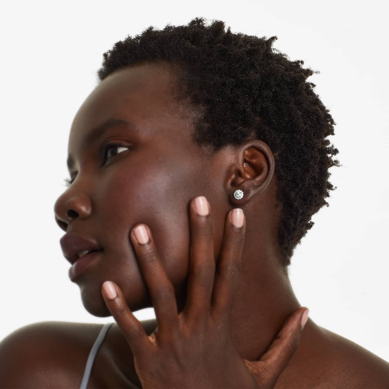 Round Lab Grown Diamond Halo Stud Earrings, EF Color, VS Clarity, IGI Certified