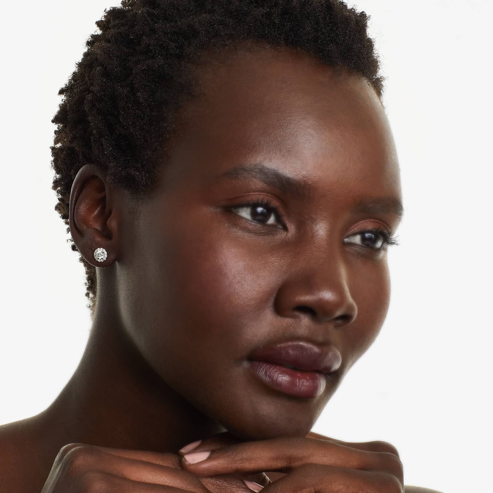 Round Lab Grown Diamond Halo Stud Earrings, EF Color, VS Clarity, IGI Certified