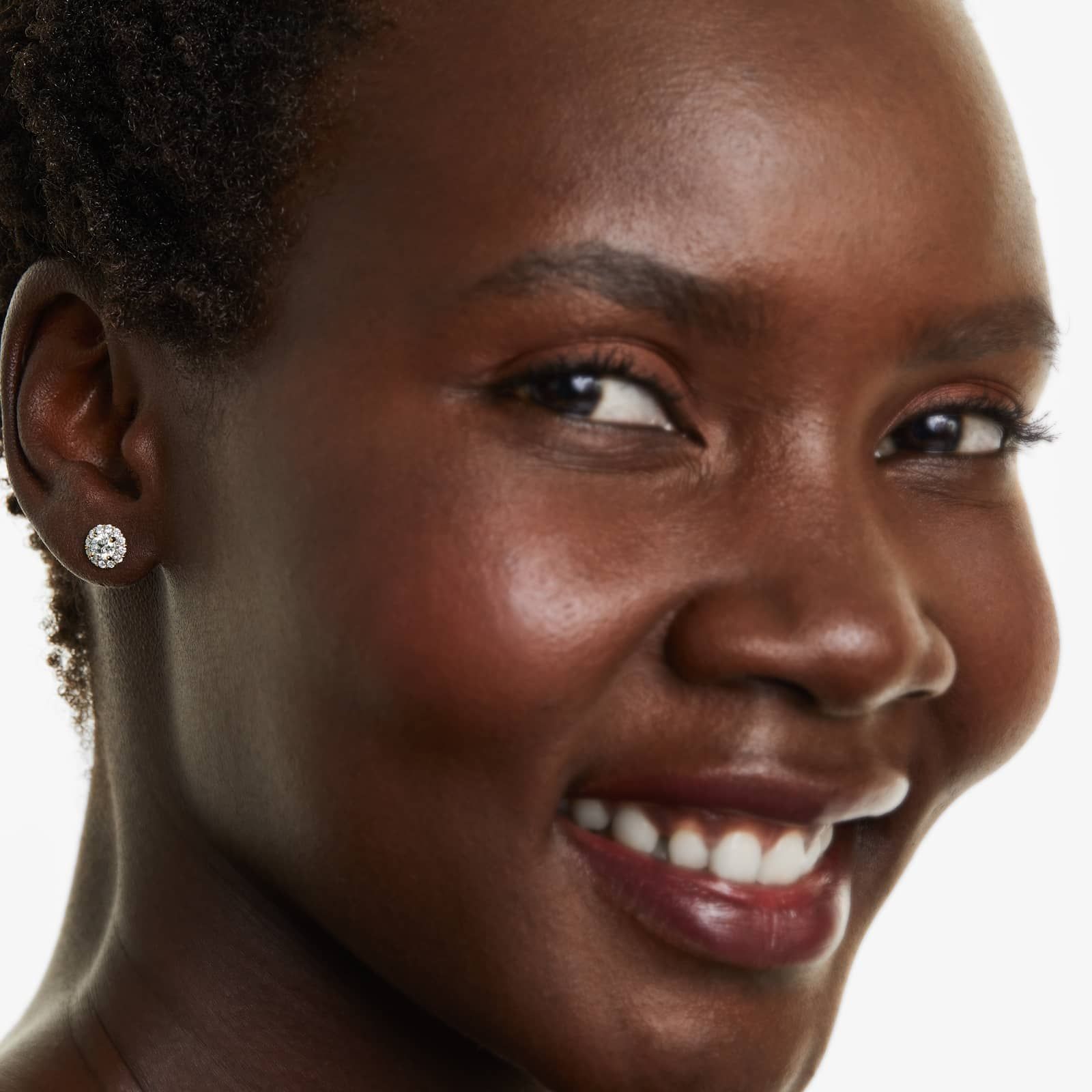 Round Lab Grown Diamond Halo Stud Earrings, EF Color, VS Clarity, IGI Certified