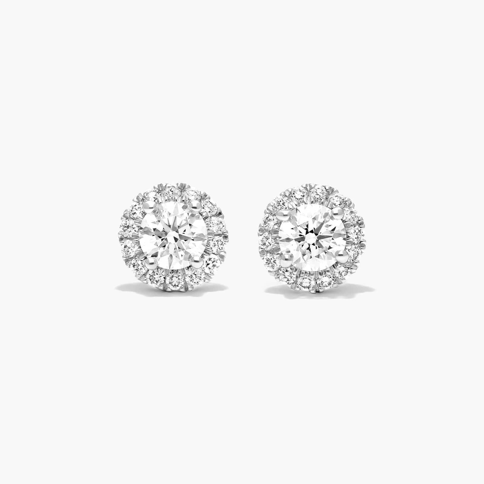 14K Yellow Gold Halo Lab Created Diamond Stud Earrings