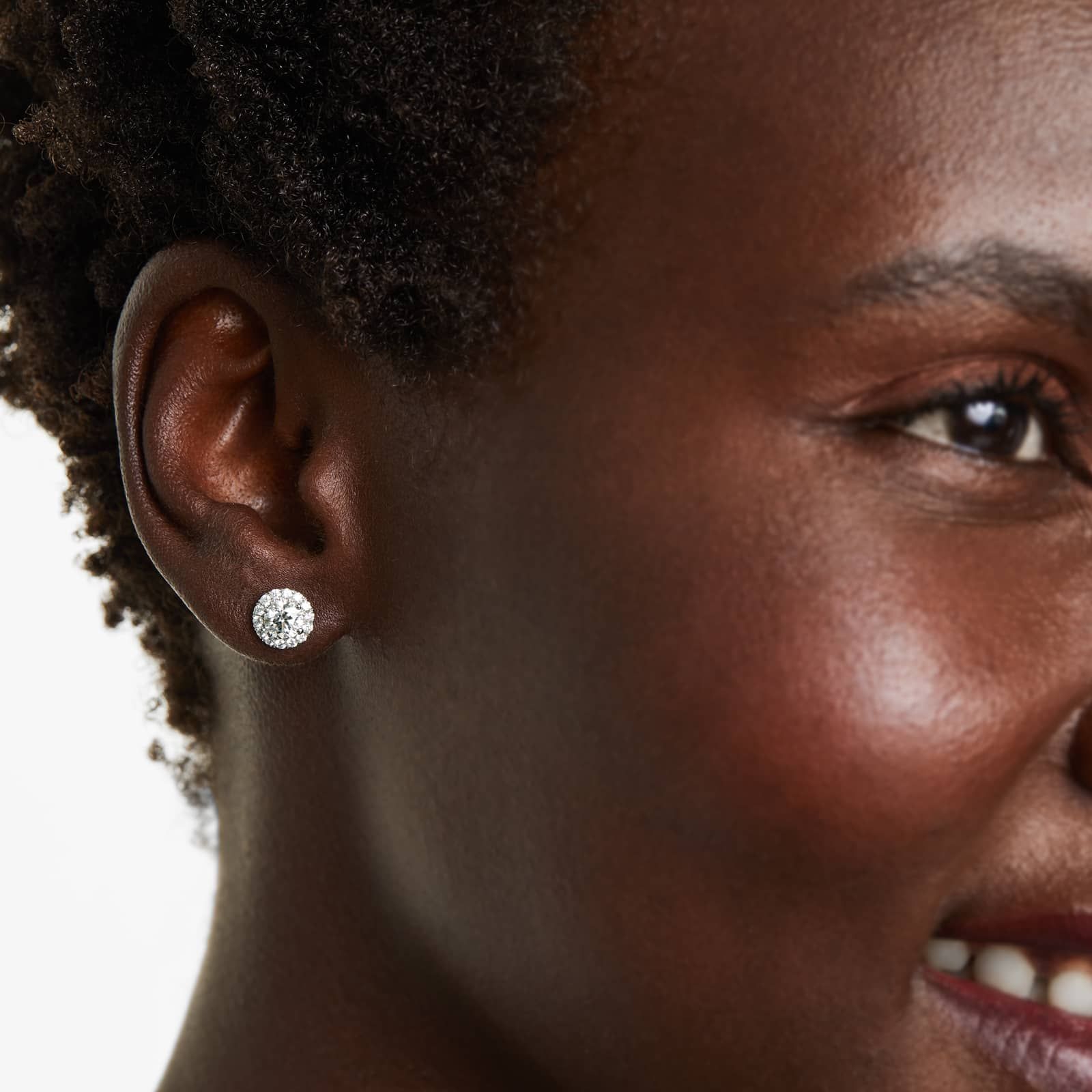 Round Lab Grown Diamond Halo Stud Earrings, EF Color, VS Clarity, IGI Certified