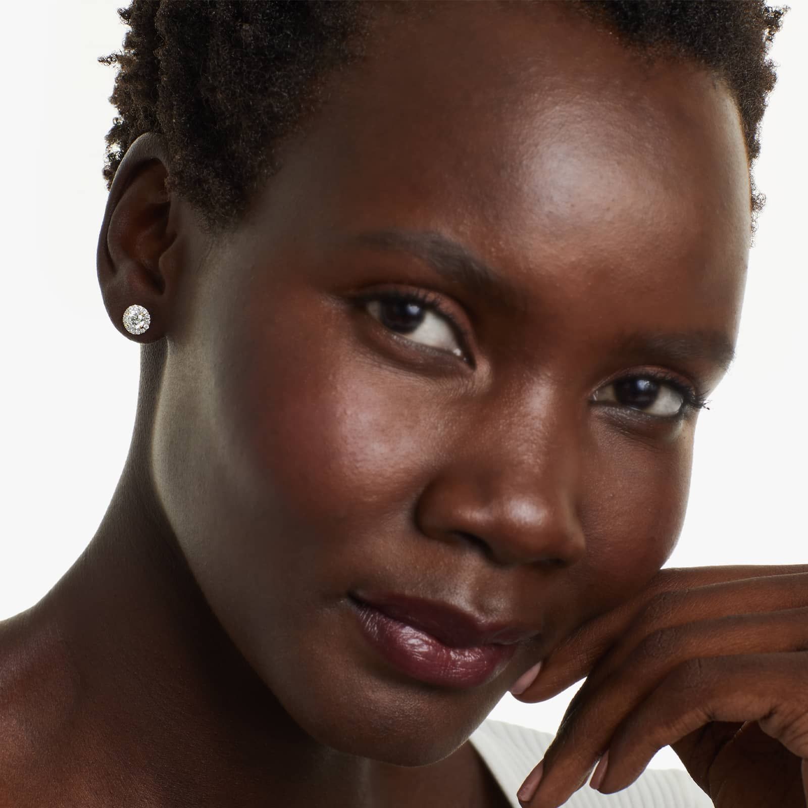 Round Lab Grown Diamond Halo Stud Earrings, EF Color, VS Clarity, IGI Certified