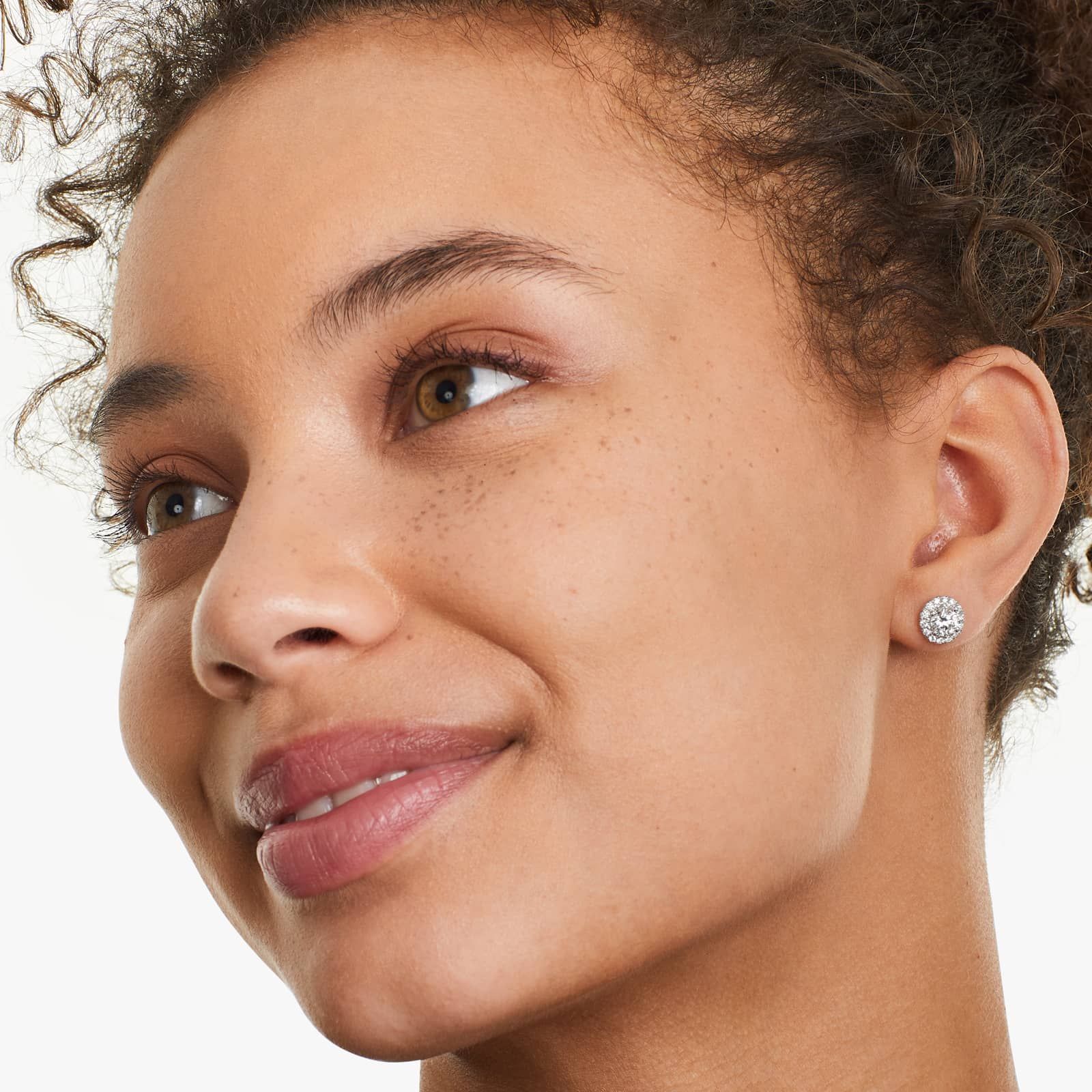 Round Lab Grown Diamond Halo Stud Earrings, EF Color, VS Clarity, IGI Certified