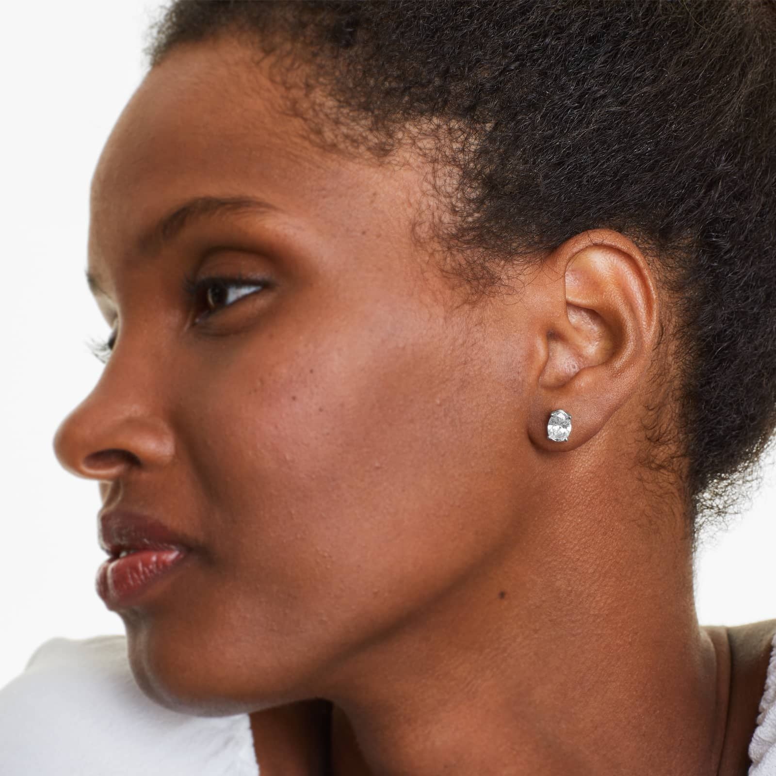 Oval Lab Grown Diamond Push Back Stud Earrings, EF Color, VS Clarity, IGI Certified