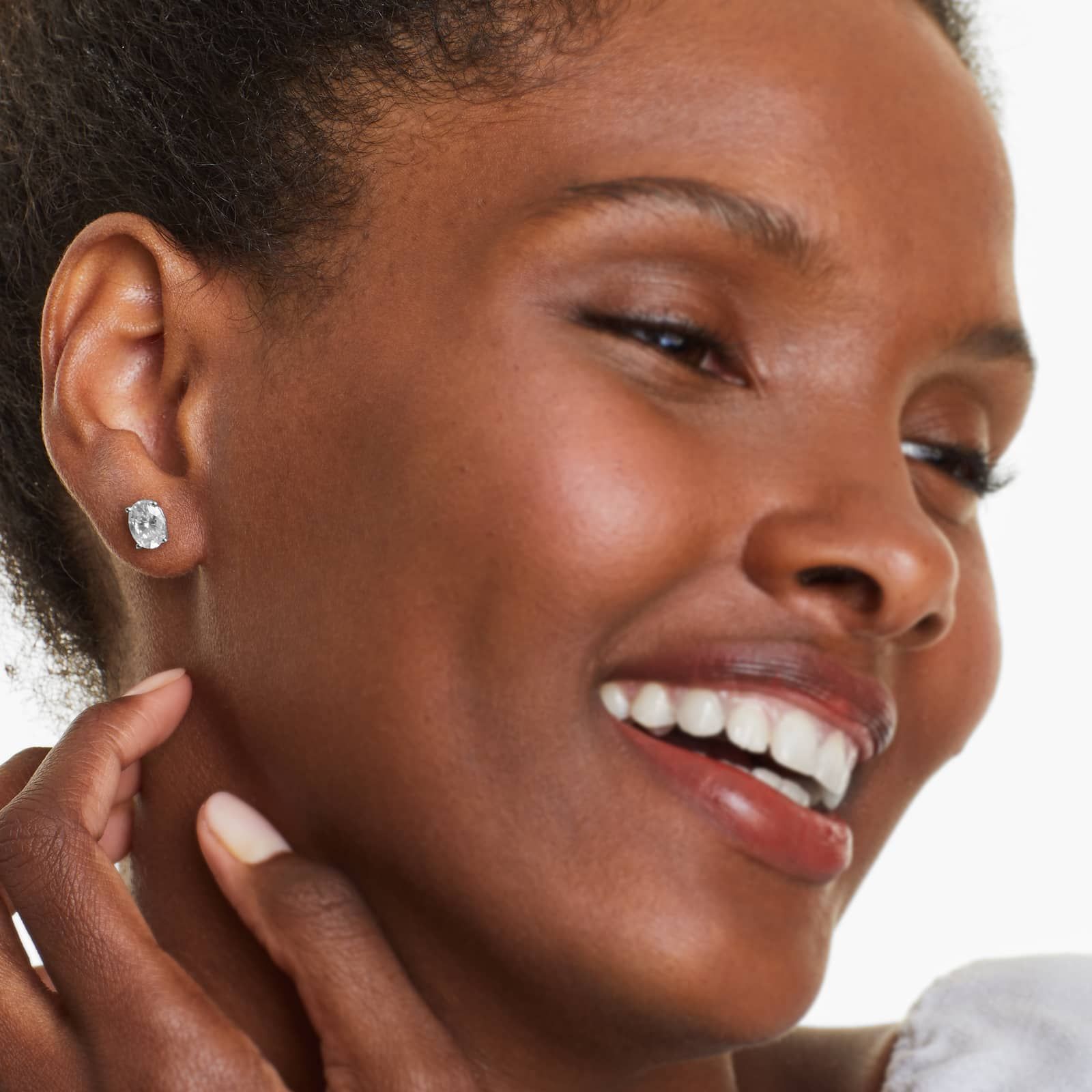 Oval Lab Grown Diamond Push Back Stud Earrings, EF Color, VS Clarity, IGI Certified