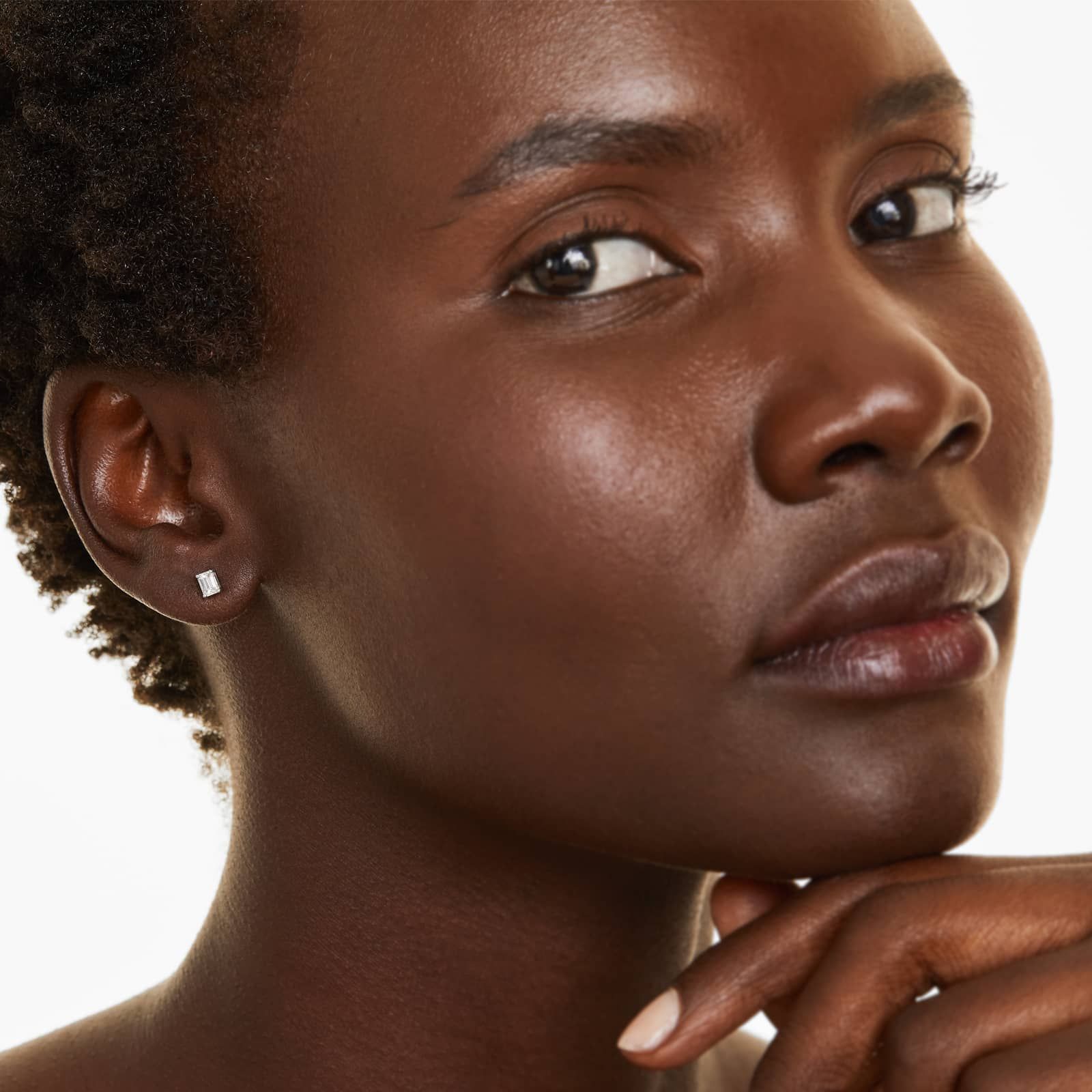 Emerald Lab Grown Diamond Push Back Stud Earrings, EF Color, VS Clarity, IGI Certified