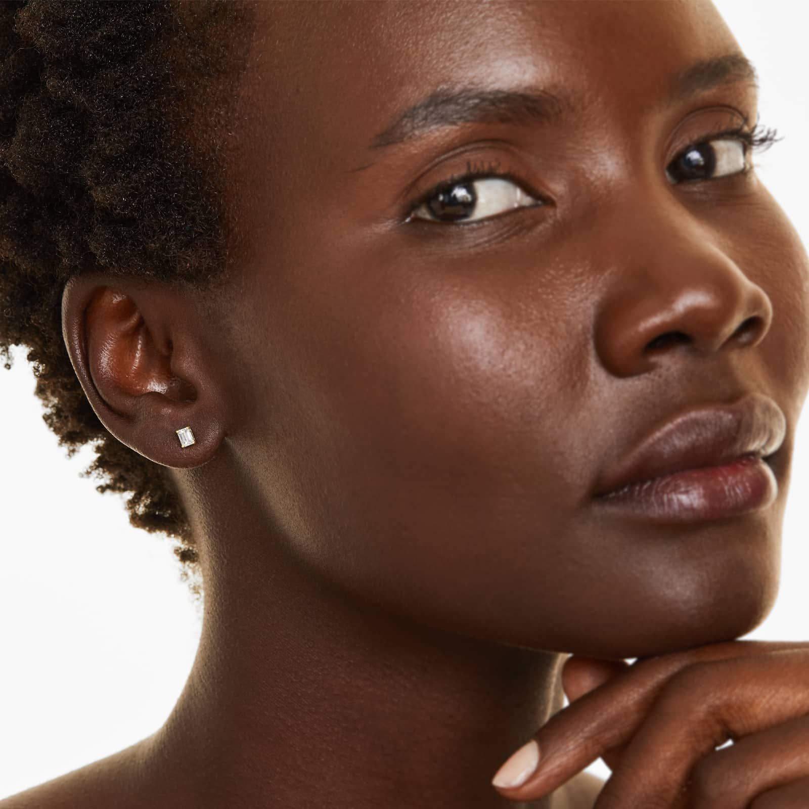 Emerald Lab Grown Diamond Push Back Stud Earrings, EF Color, VS Clarity, IGI Certified