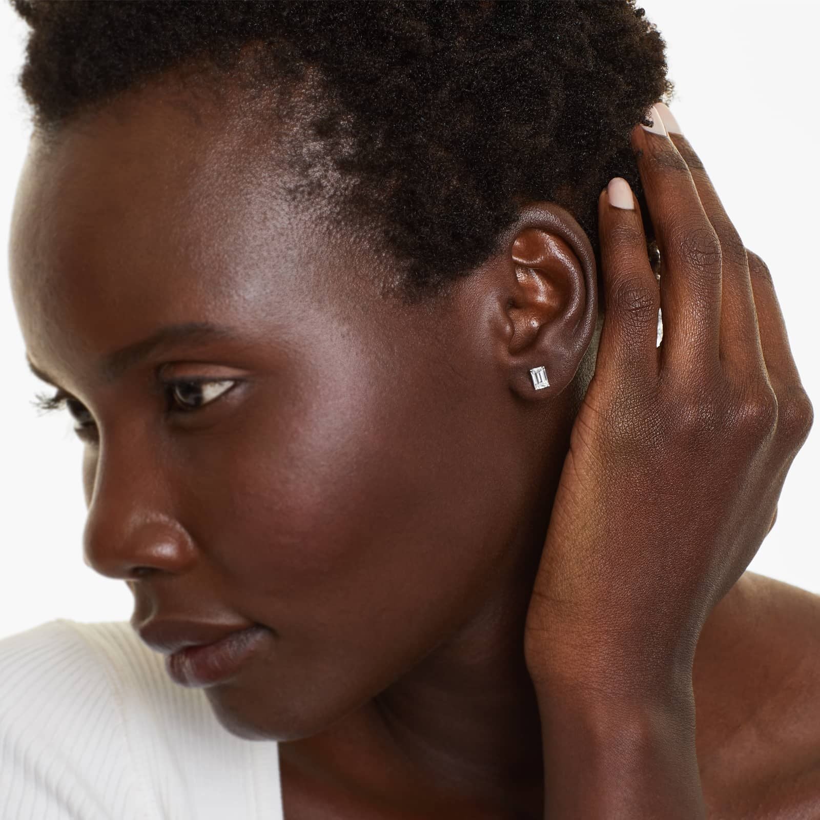 Emerald Lab Grown Diamond Push Back Stud Earrings, EF Color, VS Clarity, IGI Certified