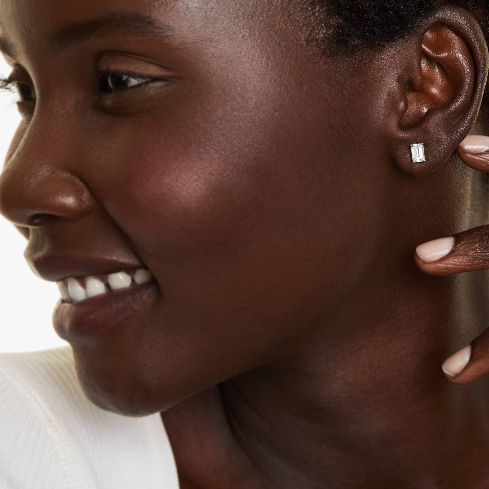 Emerald Lab Grown Diamond Push Back Stud Earrings, EF Color, VS Clarity, IGI Certified