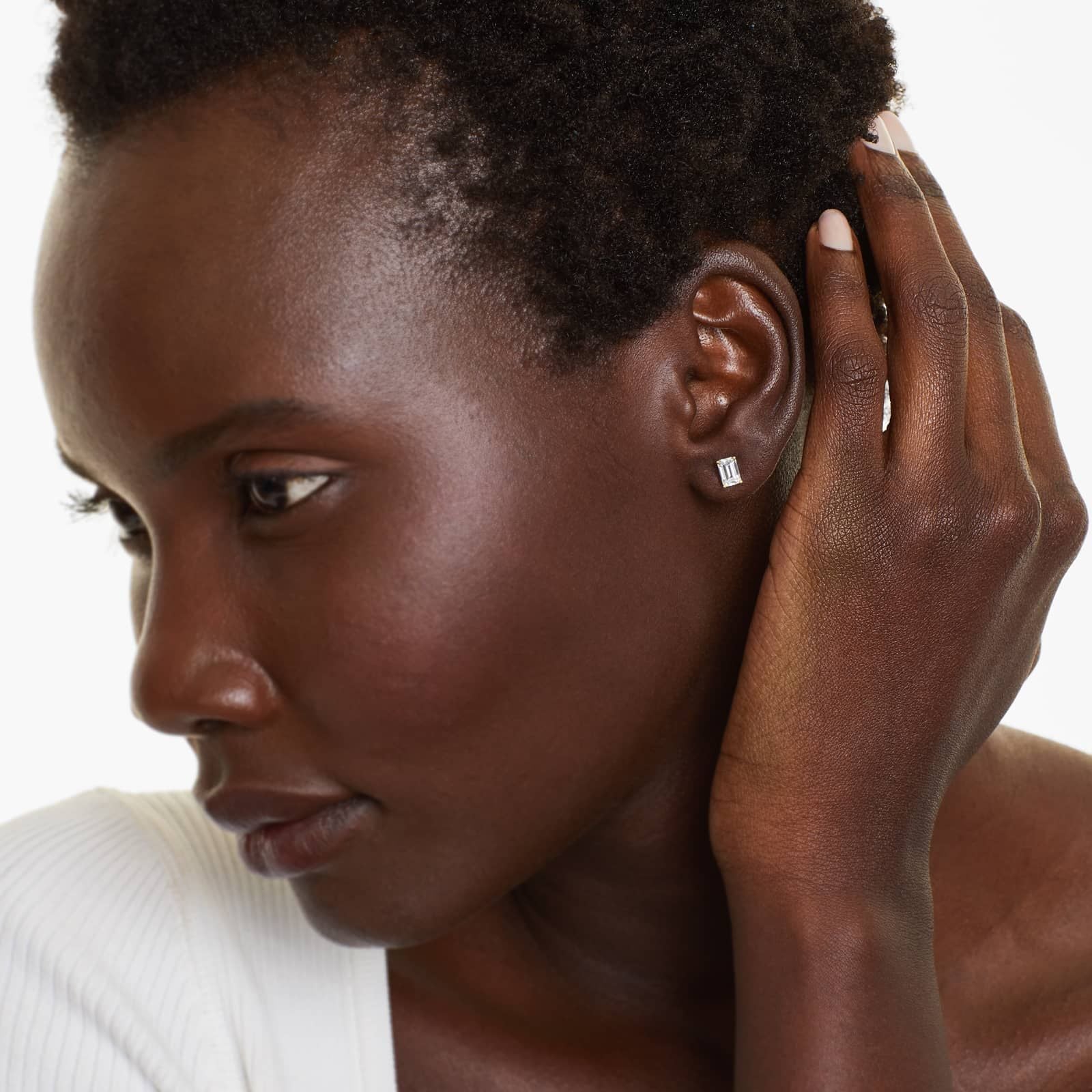 Emerald Lab Grown Diamond Push Back Stud Earrings, EF Color, VS Clarity, IGI Certified