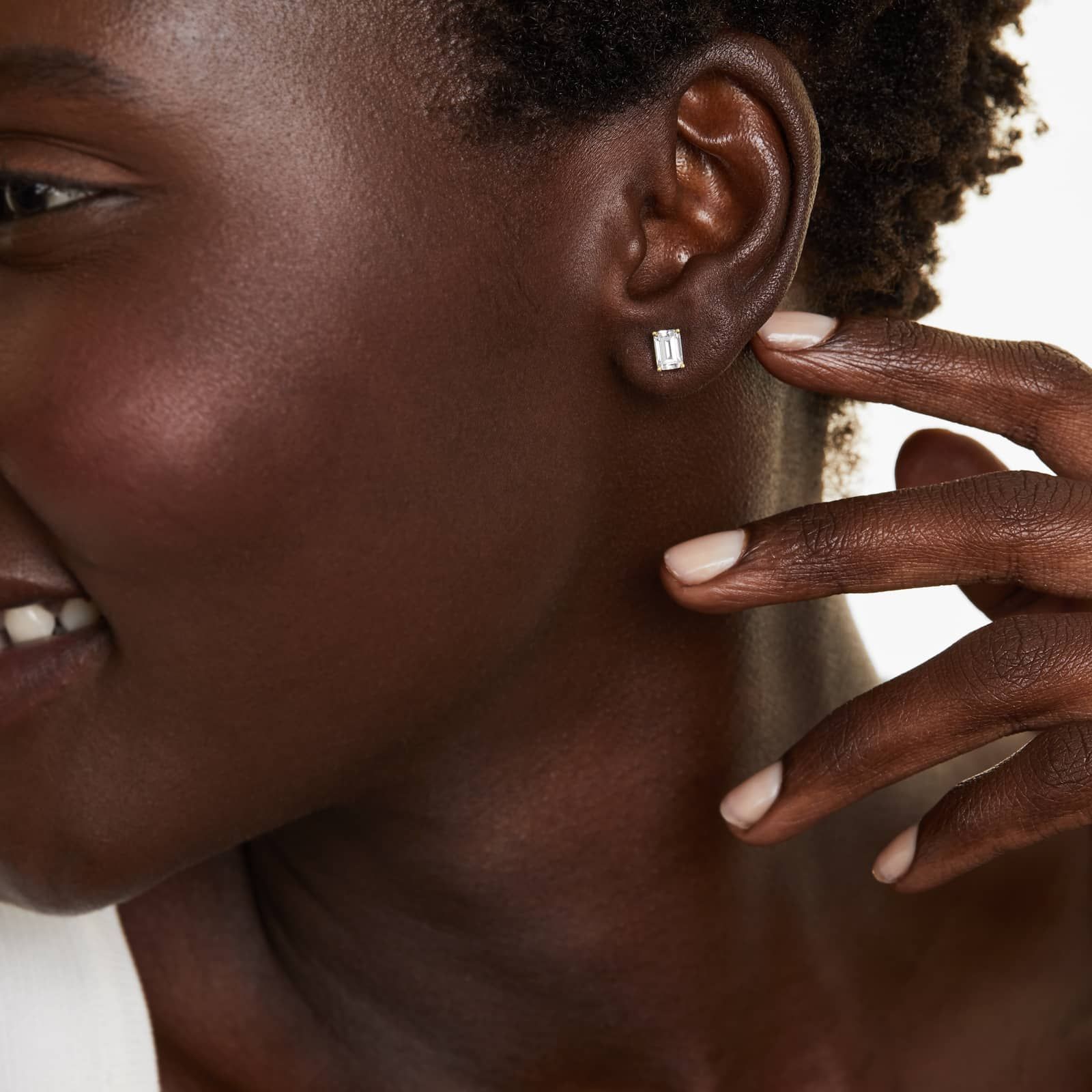 Emerald Lab Grown Diamond Push Back Stud Earrings, EF Color, VS Clarity, IGI Certified