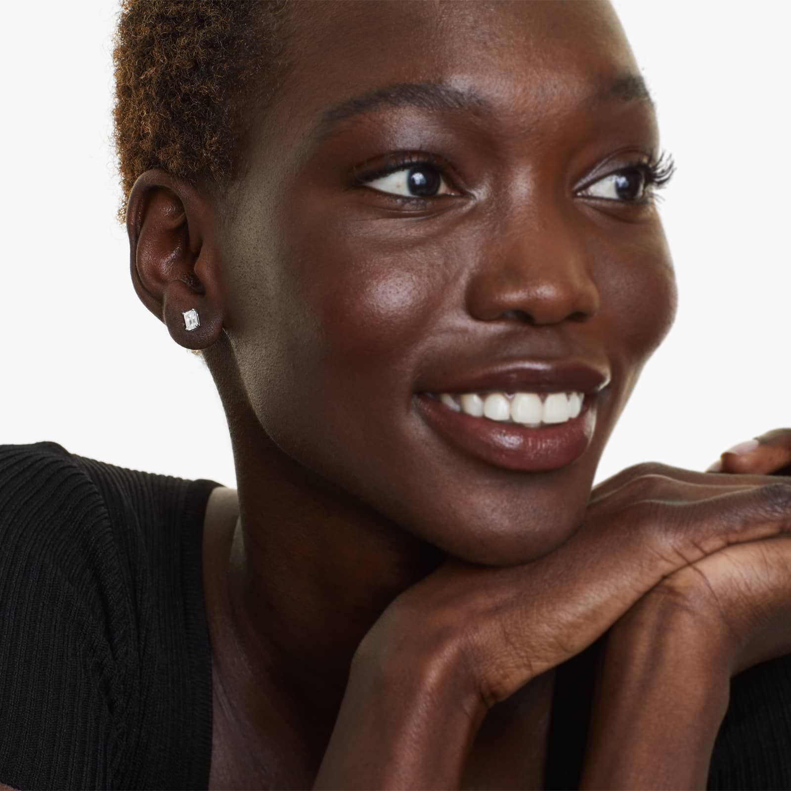 Emerald Lab Grown Diamond Push Back Stud Earrings, EF Color, VS Clarity, IGI Certified