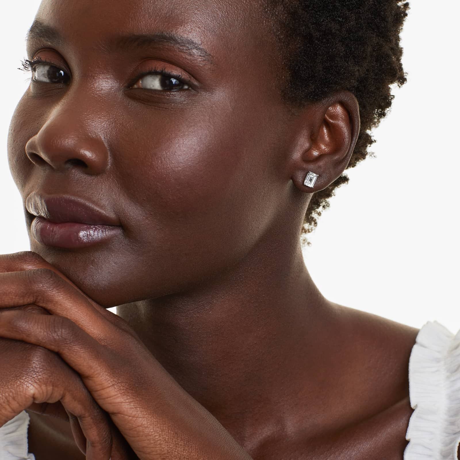 Emerald Lab Grown Diamond Push Back Stud Earrings, EF Color, VS Clarity, IGI Certified