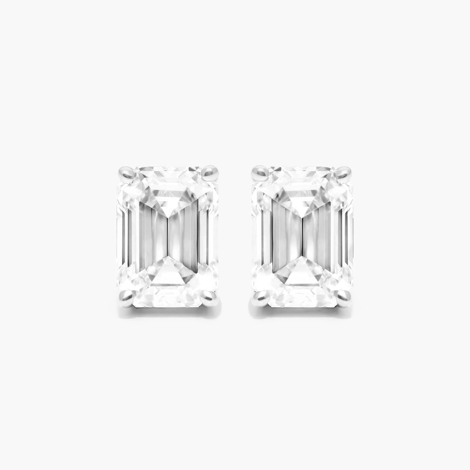 Emerald Lab Grown Diamond Push Back Stud Earrings, EF Color, VS Clarity, IGI Certified