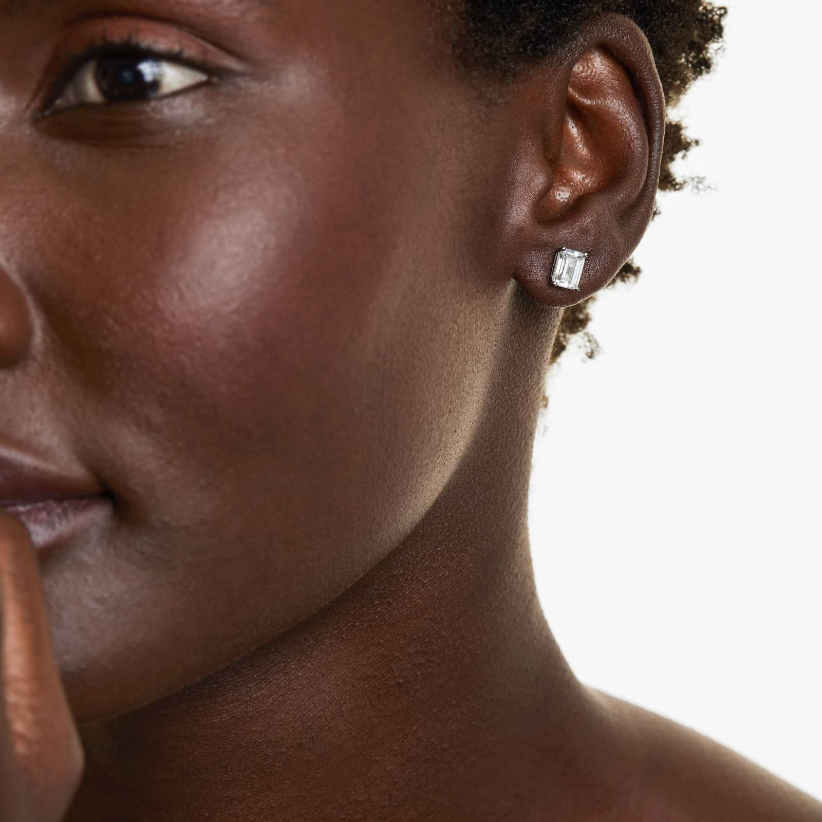 Emerald Lab Grown Diamond Push Back Stud Earrings, EF Color, VS Clarity, IGI Certified