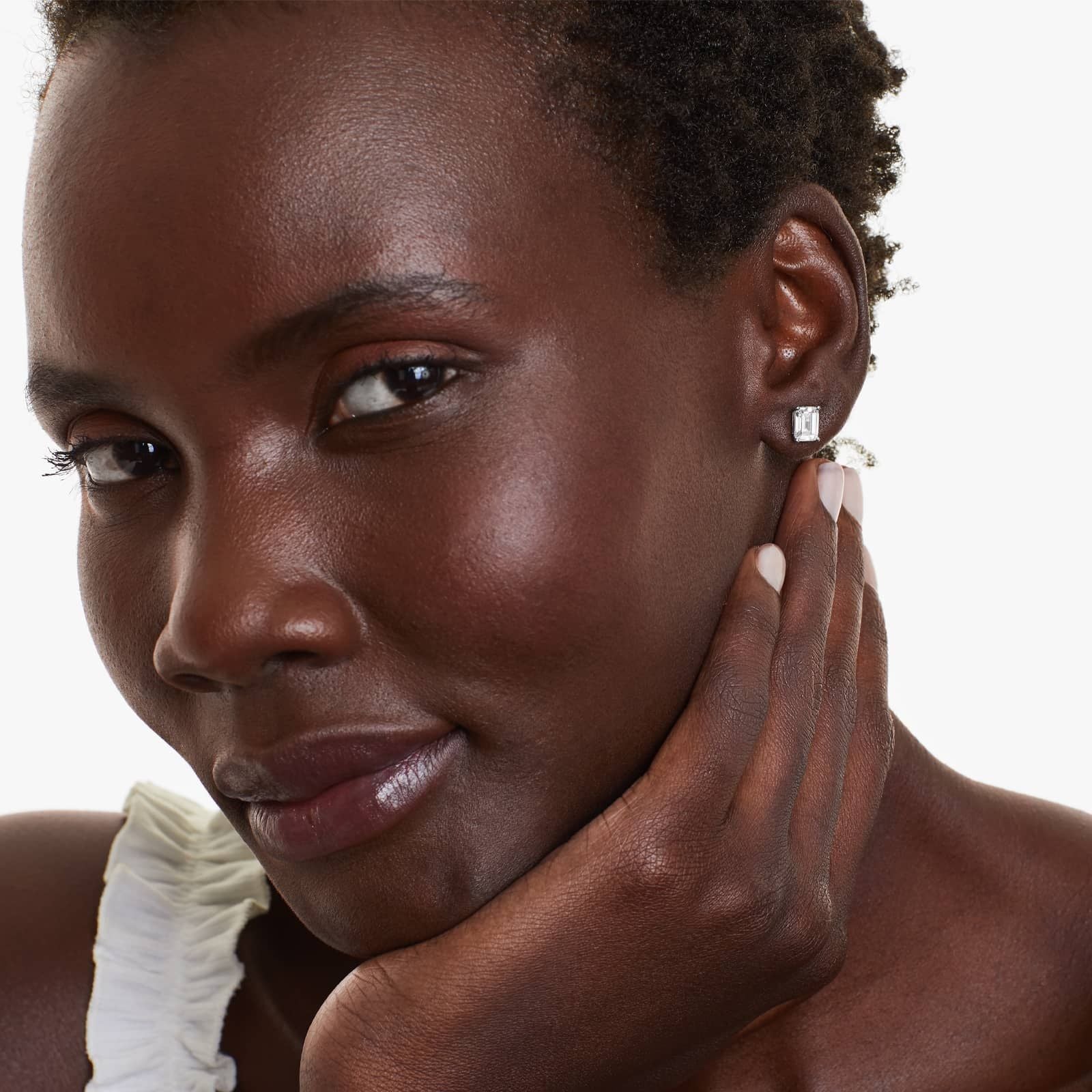 Emerald Lab Grown Diamond Push Back Stud Earrings, EF Color, VS Clarity, IGI Certified