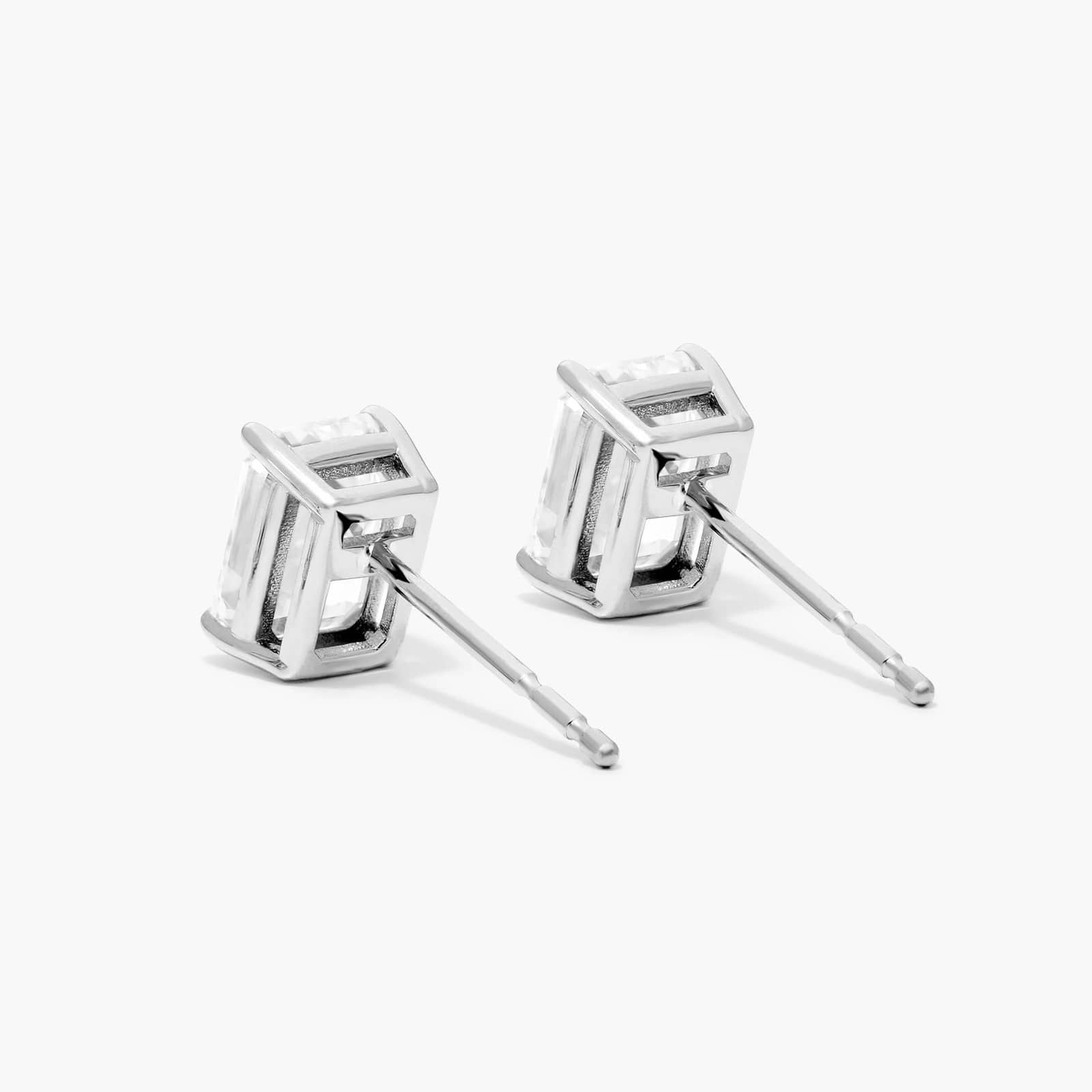 14K Yellow Gold Emerald Cut Lab Created Diamond Stud Earrings