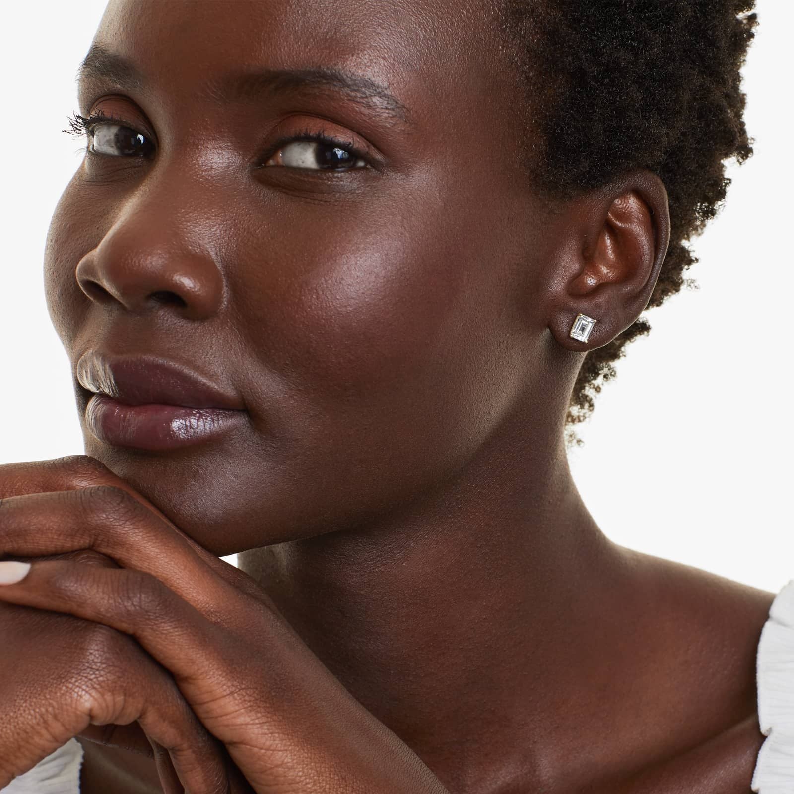 Emerald Lab Grown Diamond Push Back Stud Earrings, EF Color, VS Clarity, IGI Certified