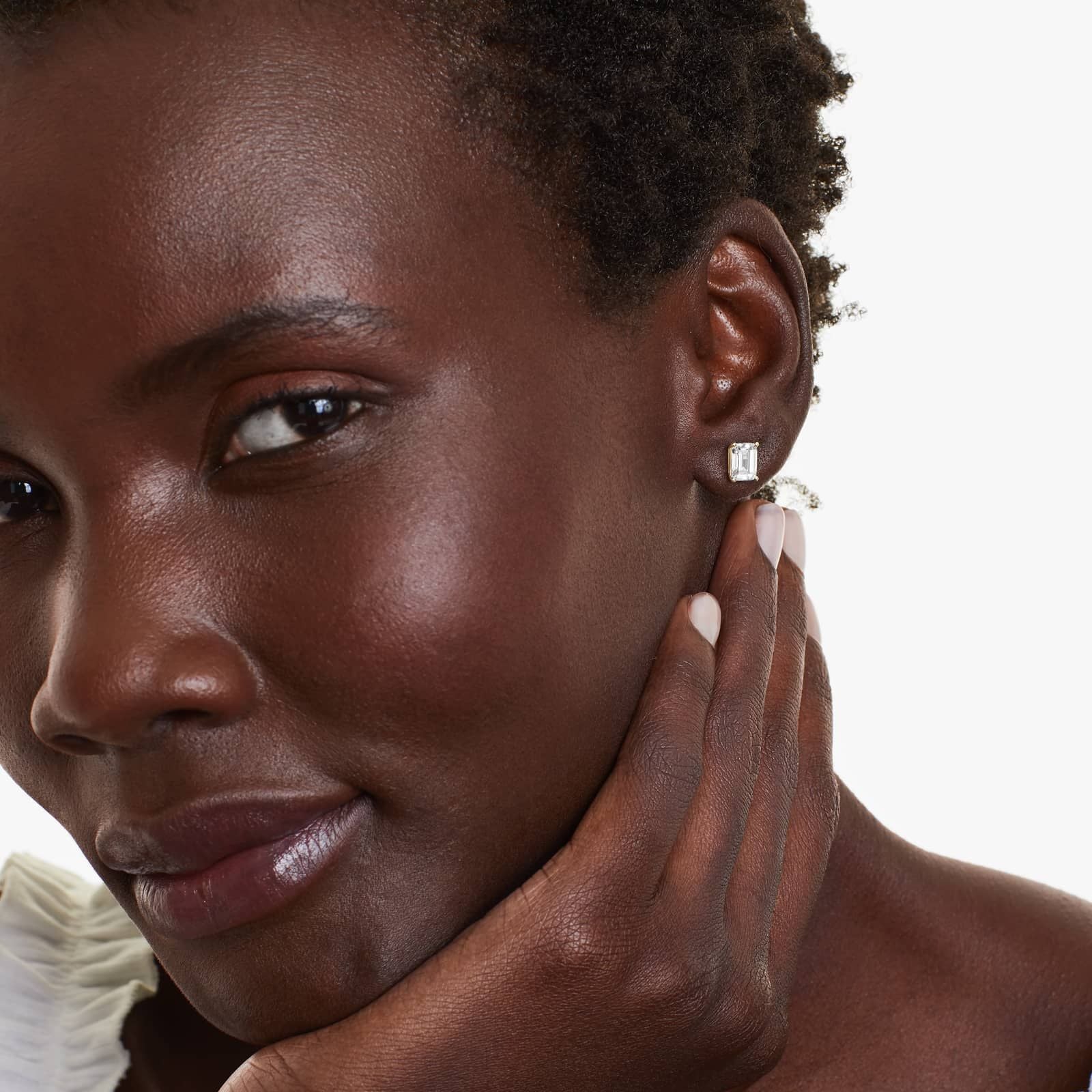 Emerald Lab Grown Diamond Push Back Stud Earrings, EF Color, VS Clarity, IGI Certified