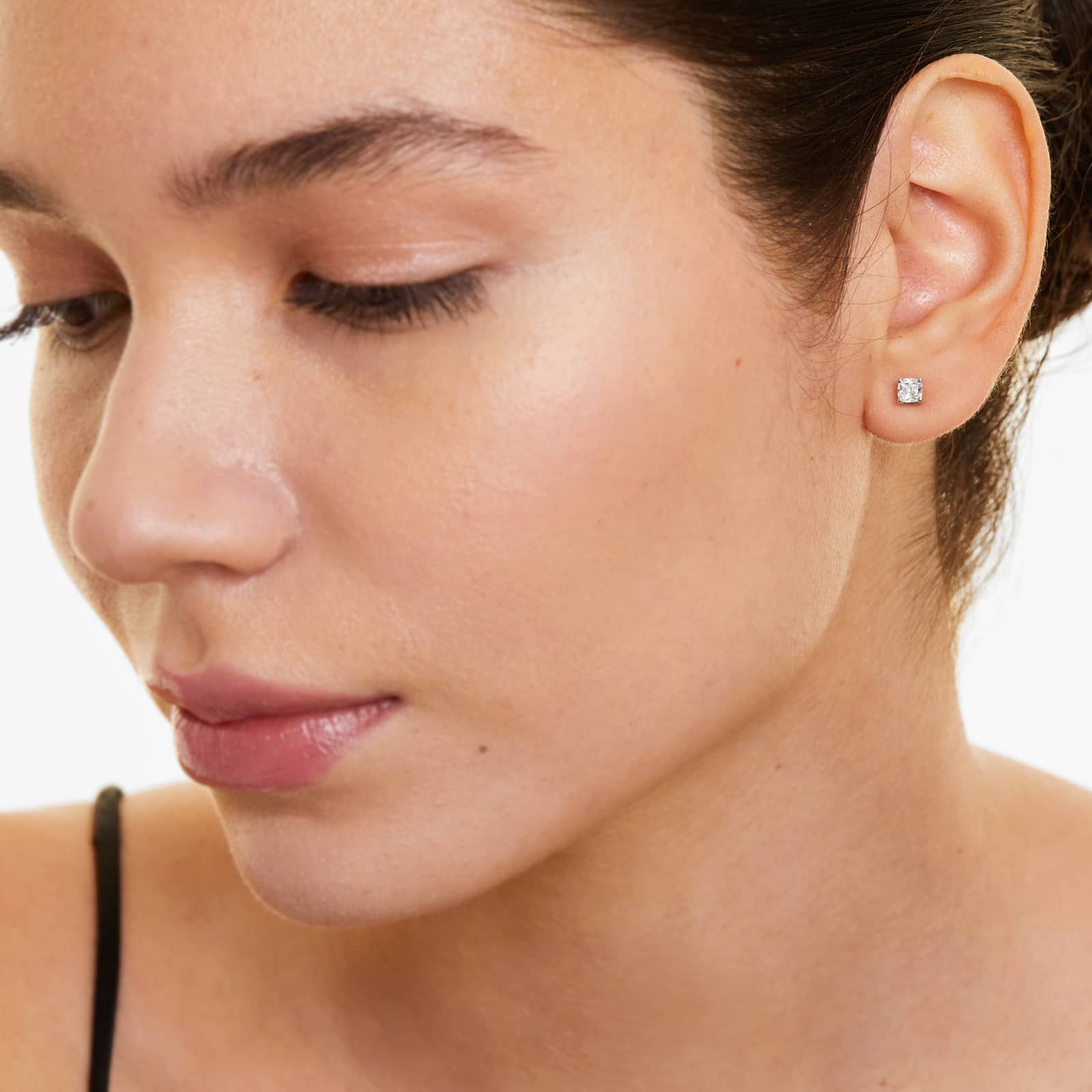 Cushion Lab Created Diamond Push Back Stud Earrings, EF Color, VS Clarity, IGI Certified