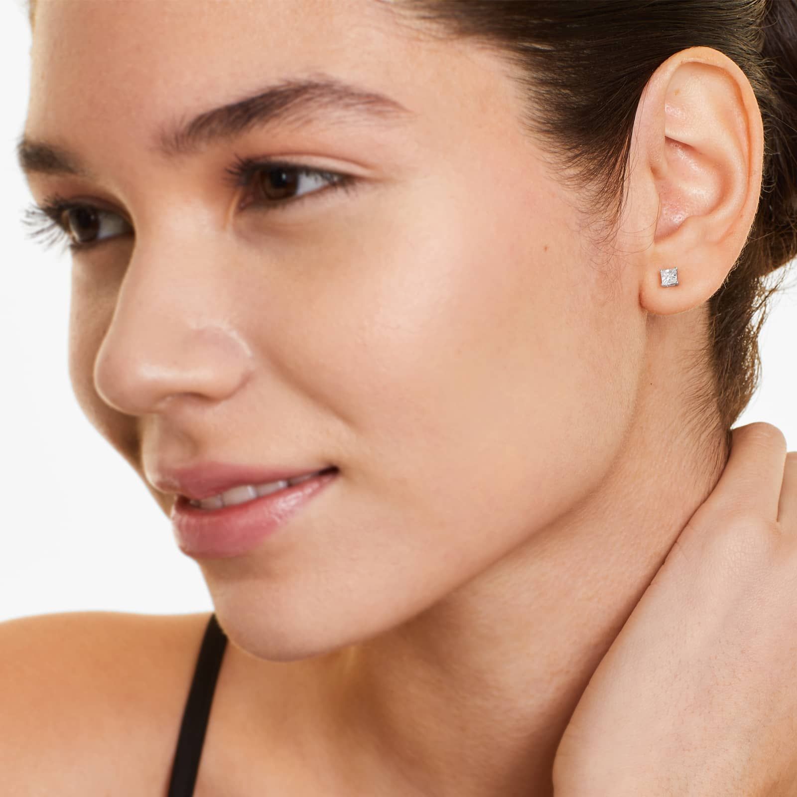 Princess Cut Lab Grown Diamond Push Back Stud Earrings, EF Color, VS Clarity, IGI Certified