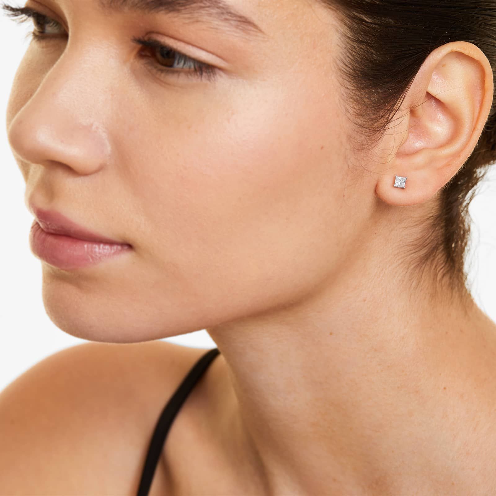 Princess Cut Lab Grown Diamond Push Back Stud Earrings, EF Color, VS Clarity, IGI Certified