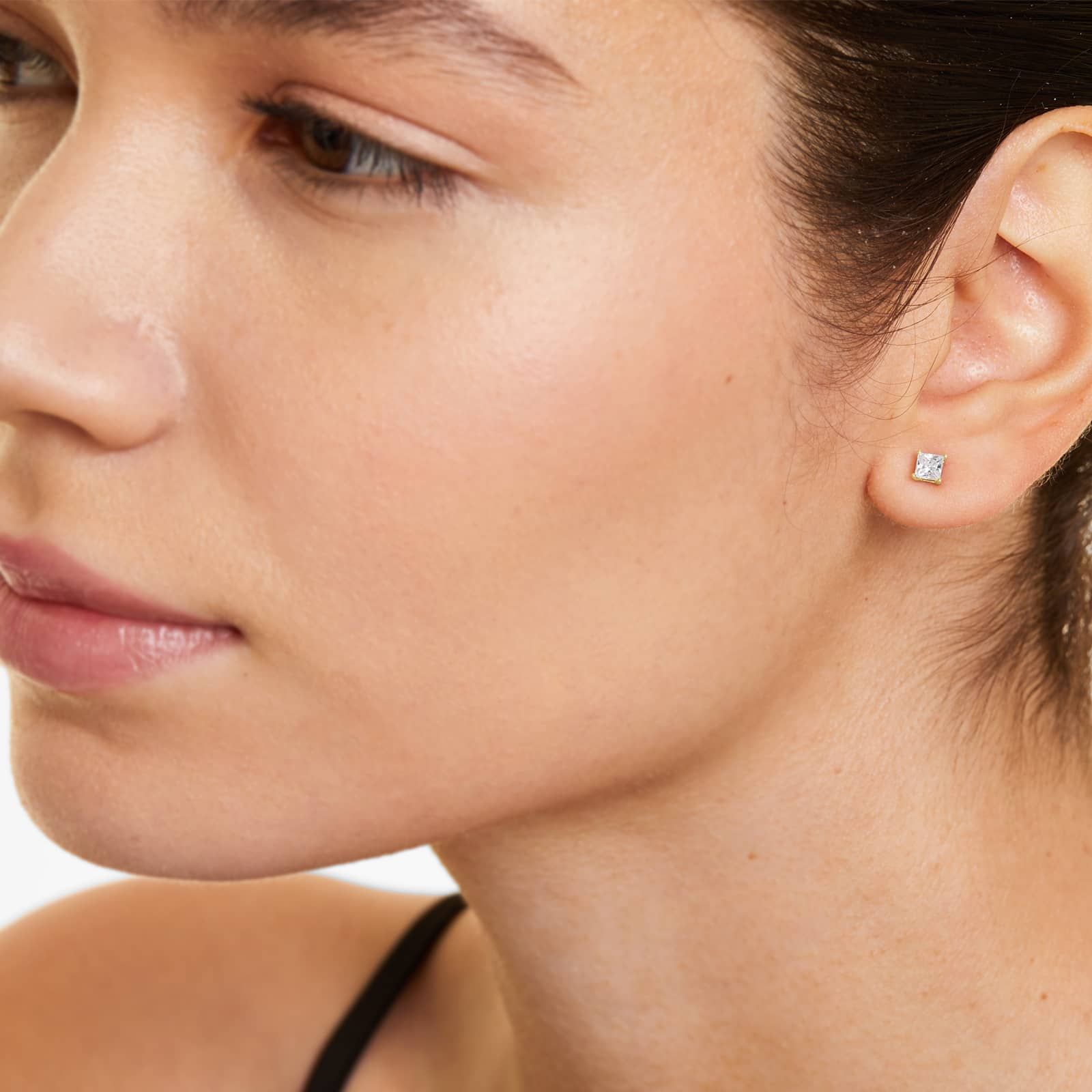 Princess Cut Lab Grown Diamond Push Back Stud Earrings, EF Color, VS Clarity, IGI Certified