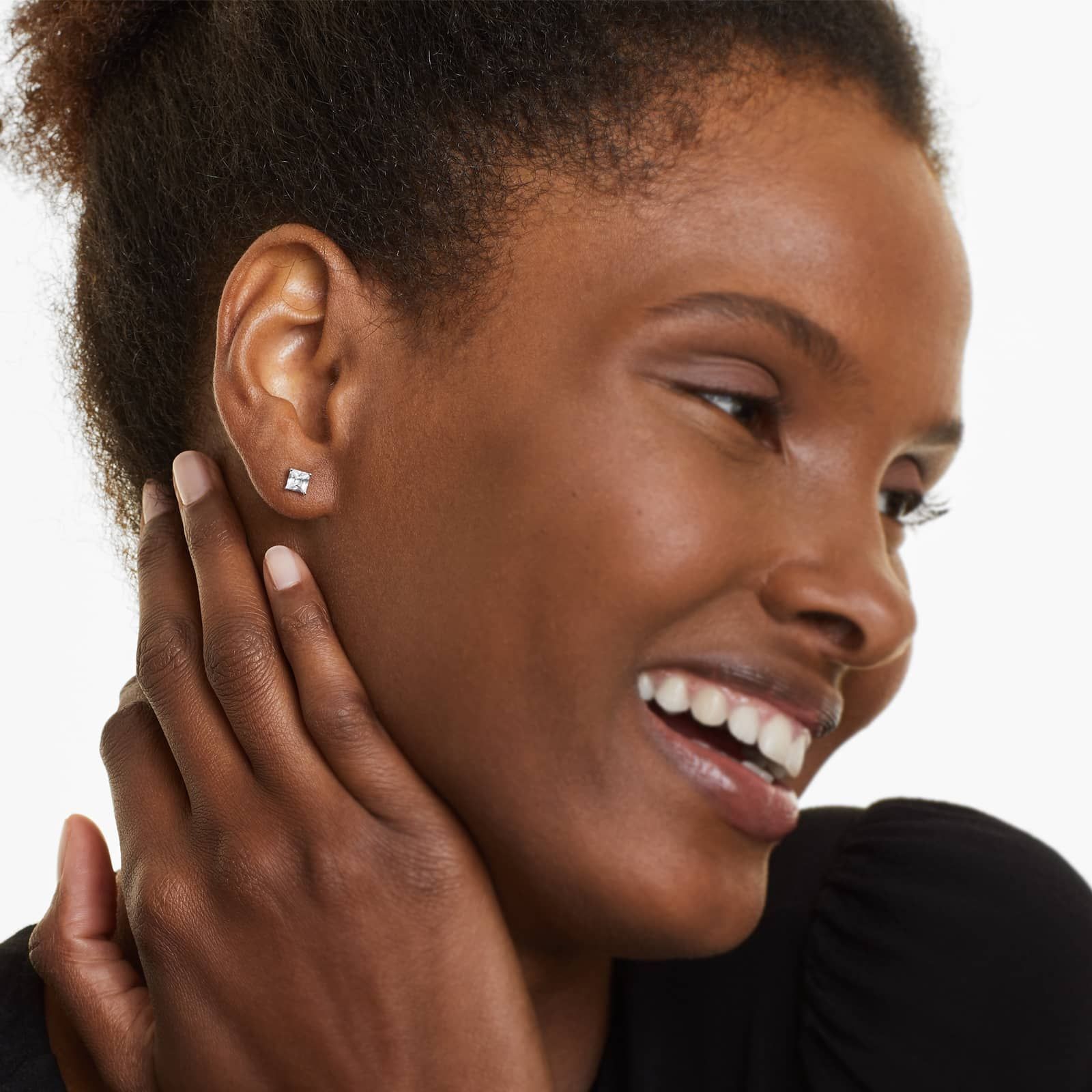 Princess Cut Lab Grown Diamond Push Back Stud Earrings, EF Color, VS Clarity, IGI Certified