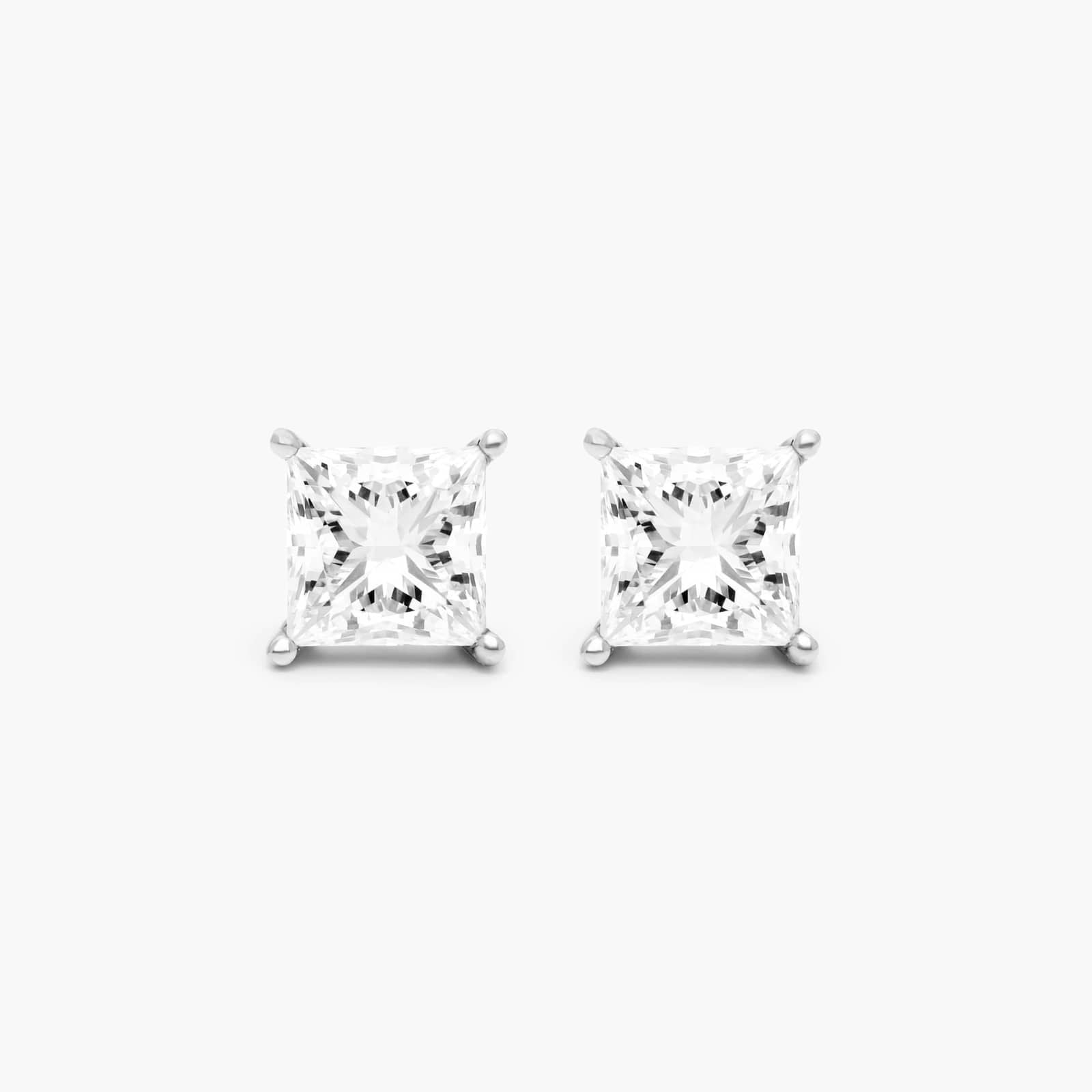 14K Yellow Gold Princess Cut Diamond Stud Earrings