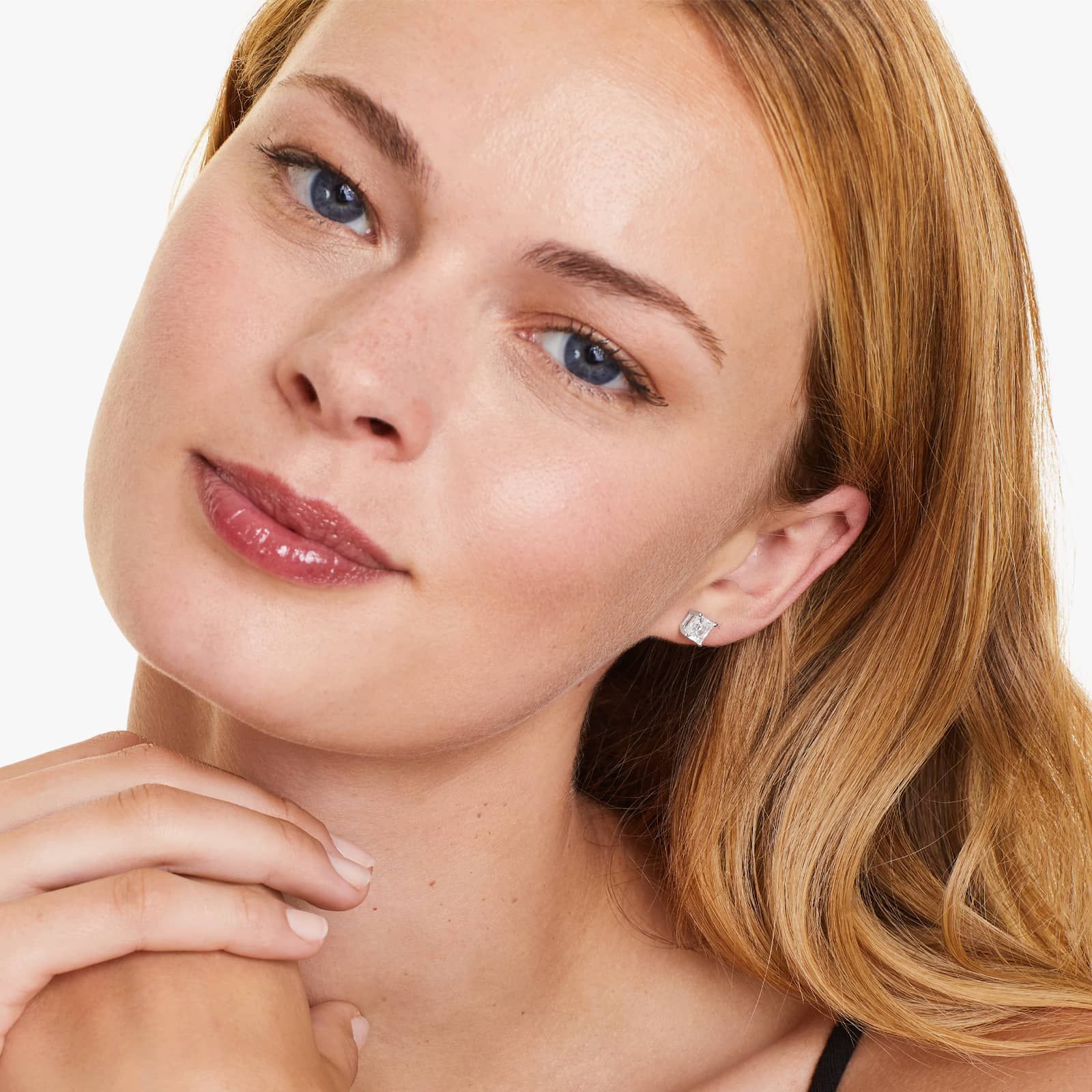 Princess Cut Lab Grown Diamond Push Back Stud Earrings, EF Color, VS Clarity, IGI Certified