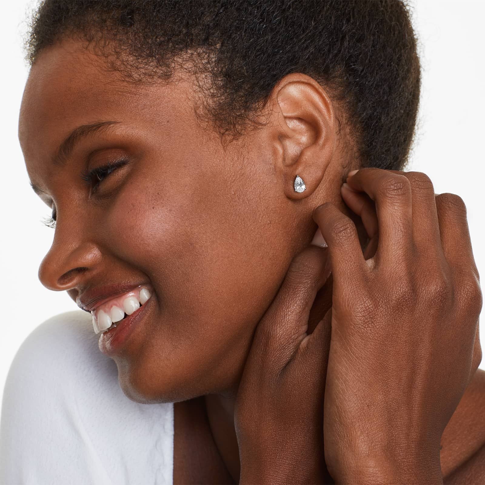 Pear Lab Grown Diamond Push Back Stud Earrings, EF Color, VS Clarity, IGI Certified