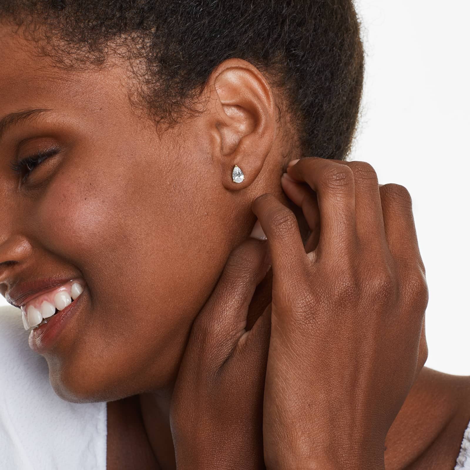 Pear Lab Grown Diamond Push Back Stud Earrings, EF Color, VS Clarity, IGI Certified