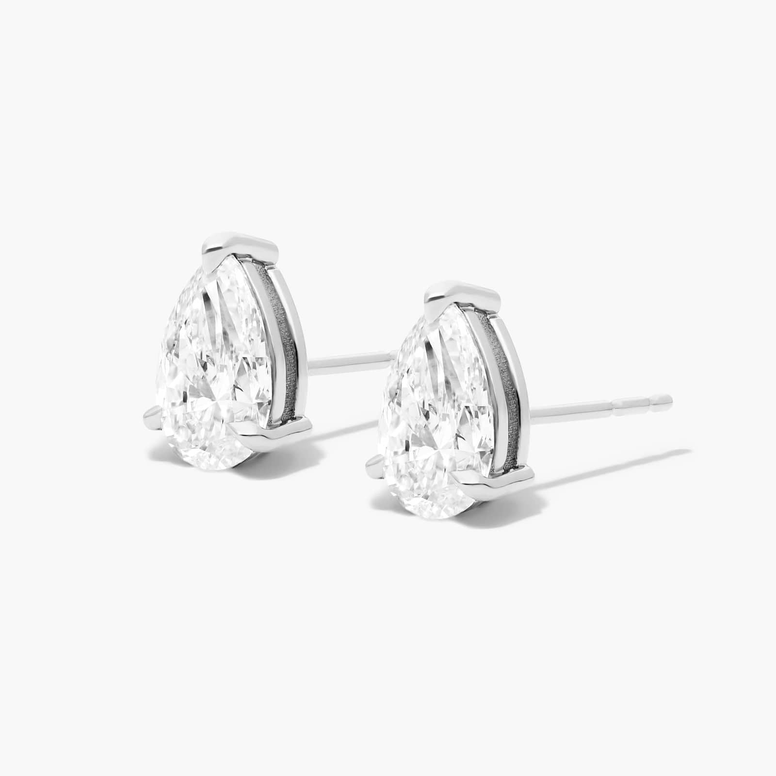 14K Yellow Gold Pear Shape Diamond Stud Earrings