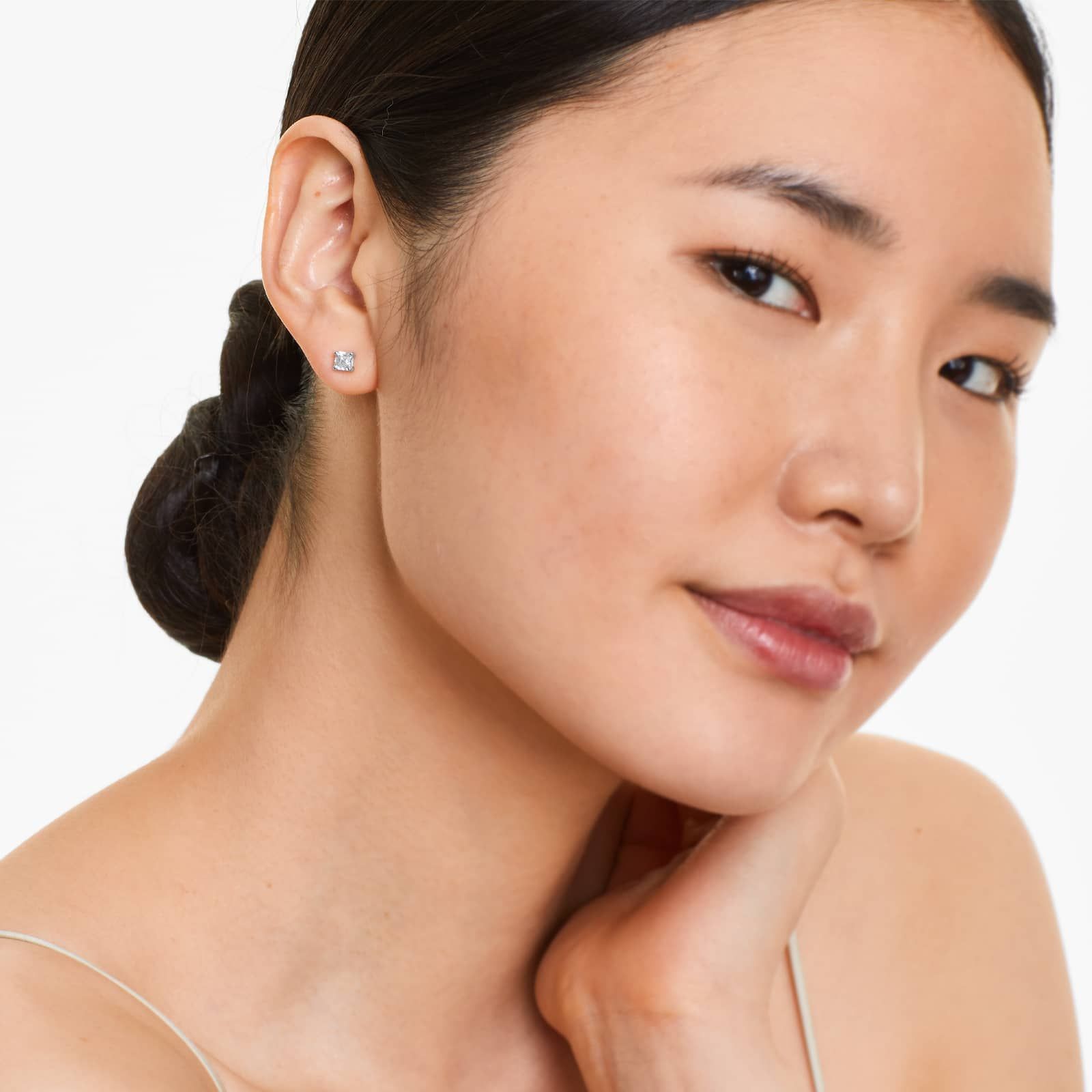 Asscher Lab Grown Diamond Push Back Stud Earrings, EF Color, VS Clarity, IGI Certified