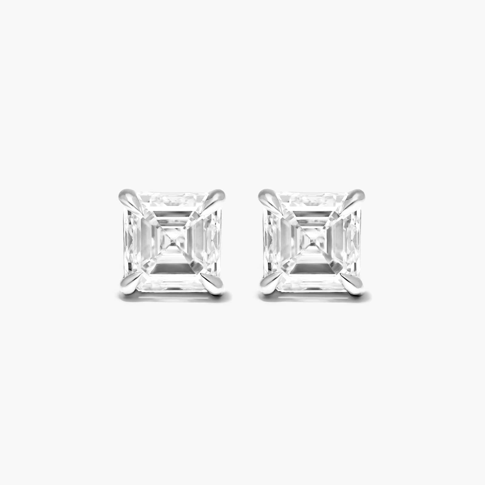 14K Yellow Gold Asscher Cut Diamond Stud Earrings