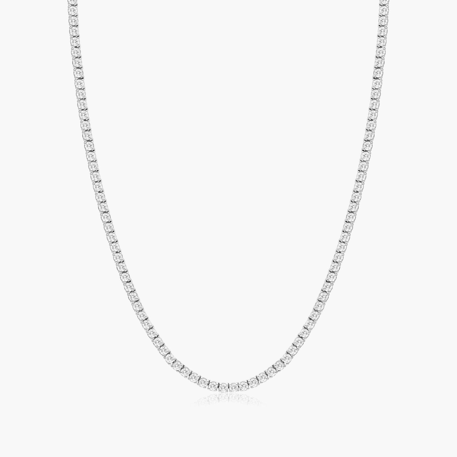 14K White Gold Straight Lab Created Diamond Tennis Necklace