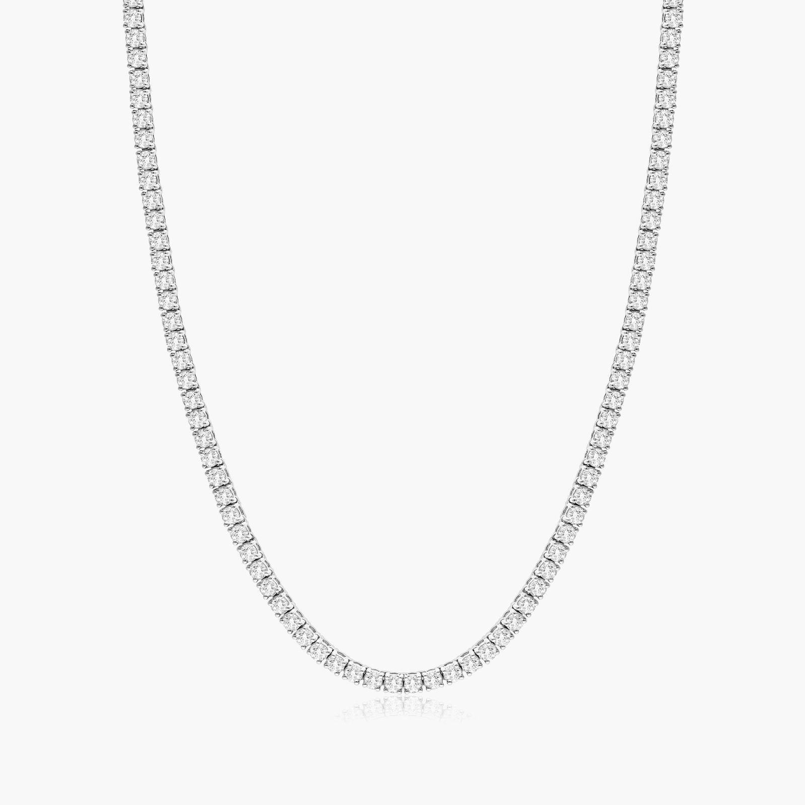 Round Lab Grown Diamond Tennis Necklace, EF Color, VS Clarity, IGI Certificate