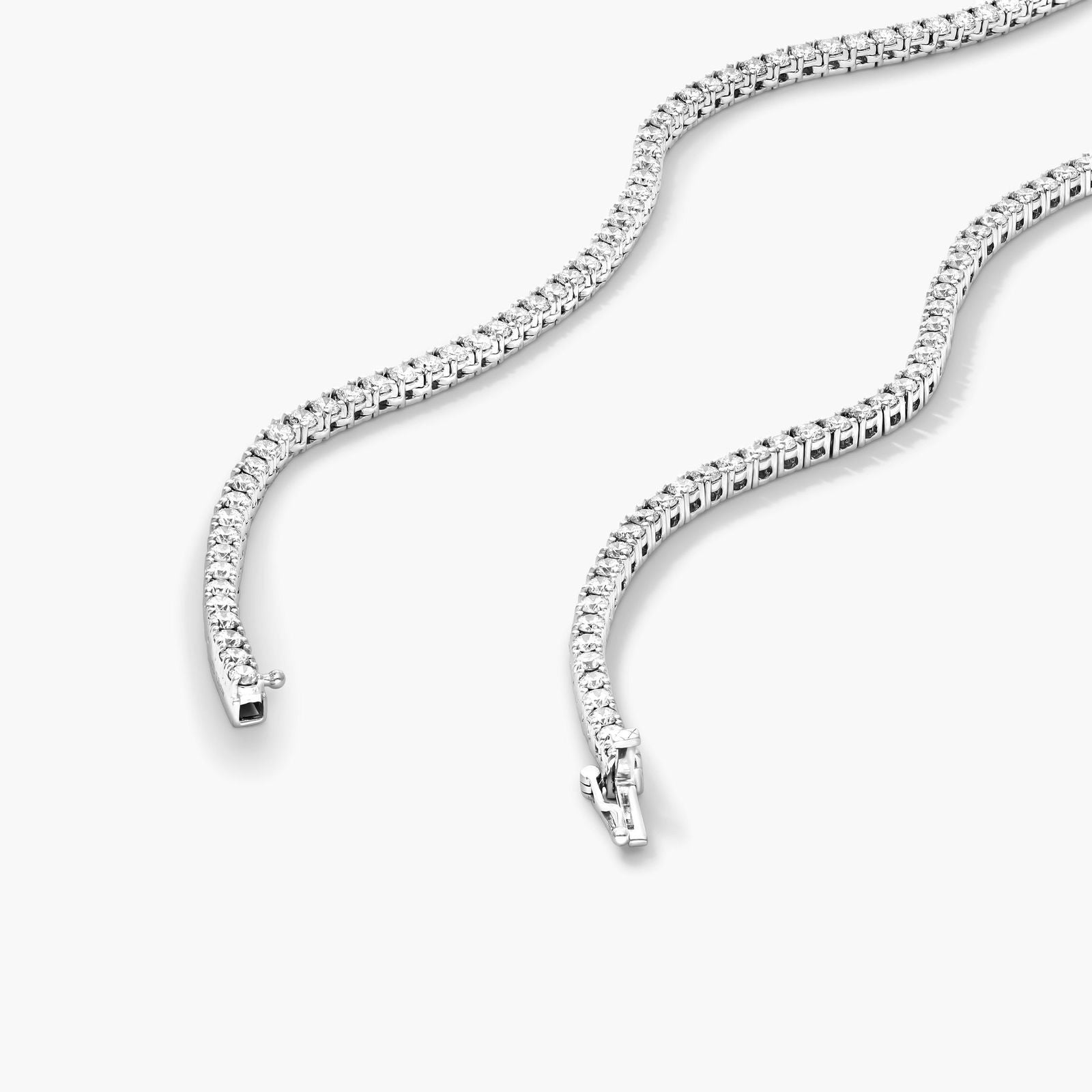 Round Lab Grown Diamond Tennis Necklace, EF Color, VS Clarity, IGI Certificate