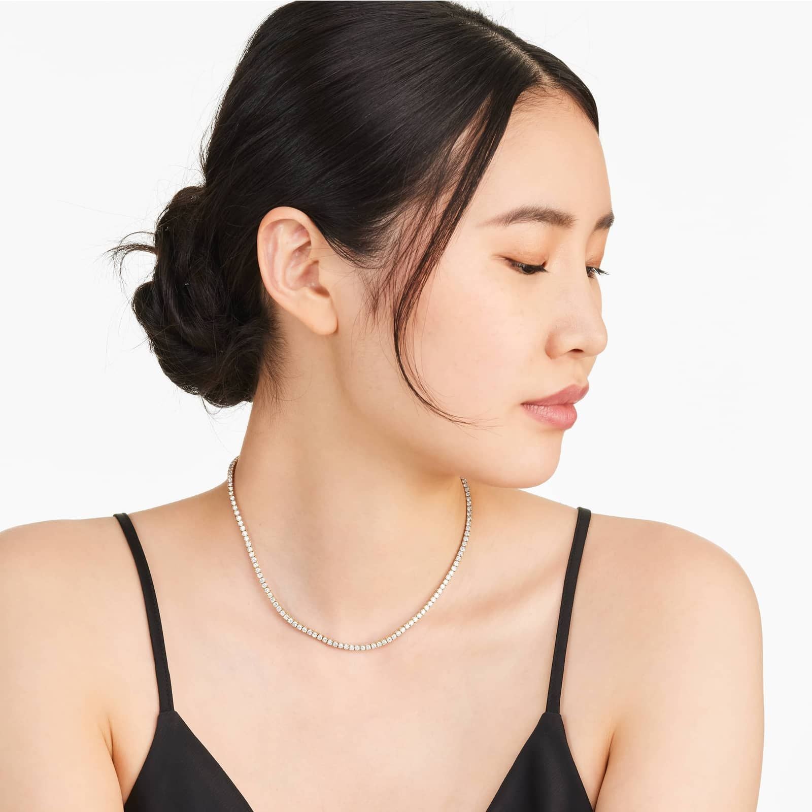 Round Lab Grown Diamond Tennis Necklace, EF Color, VS Clarity, IGI Certificate