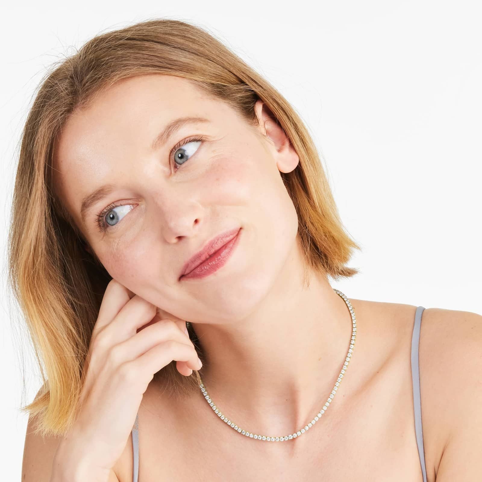 Round Lab Grown Diamond Tennis Necklace, EF Color, VS Clarity, IGI Certificate