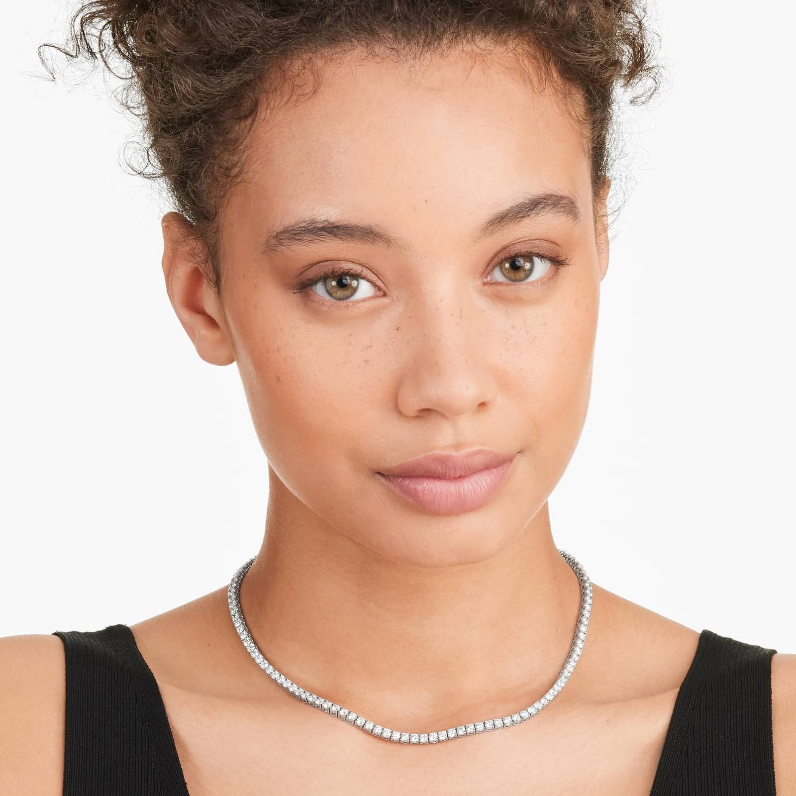 Round Lab Grown Diamond Tennis Necklace, EF Color, VS Clarity, IGI Certificate